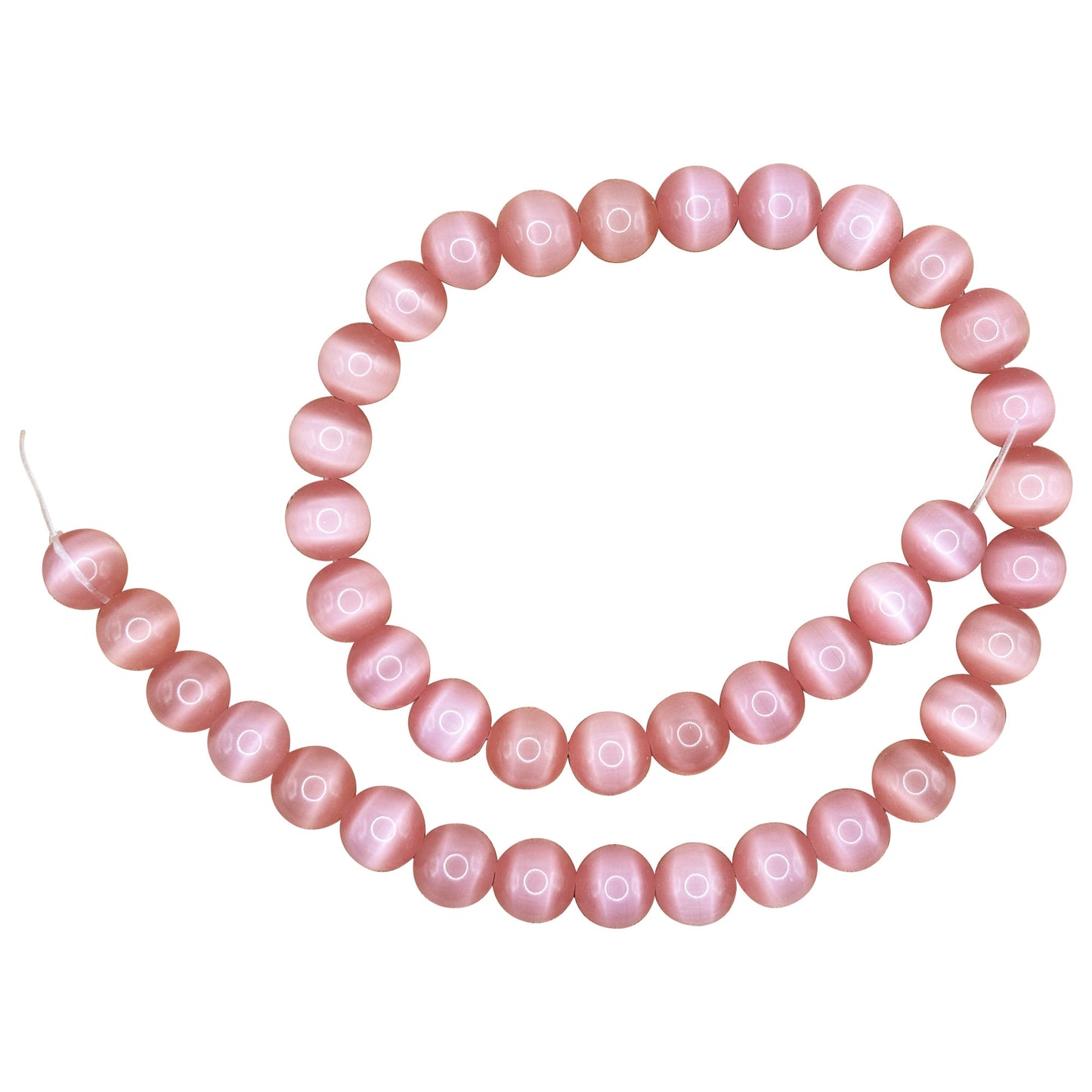 Pink Cat Eye 10mm Round Bead Strand