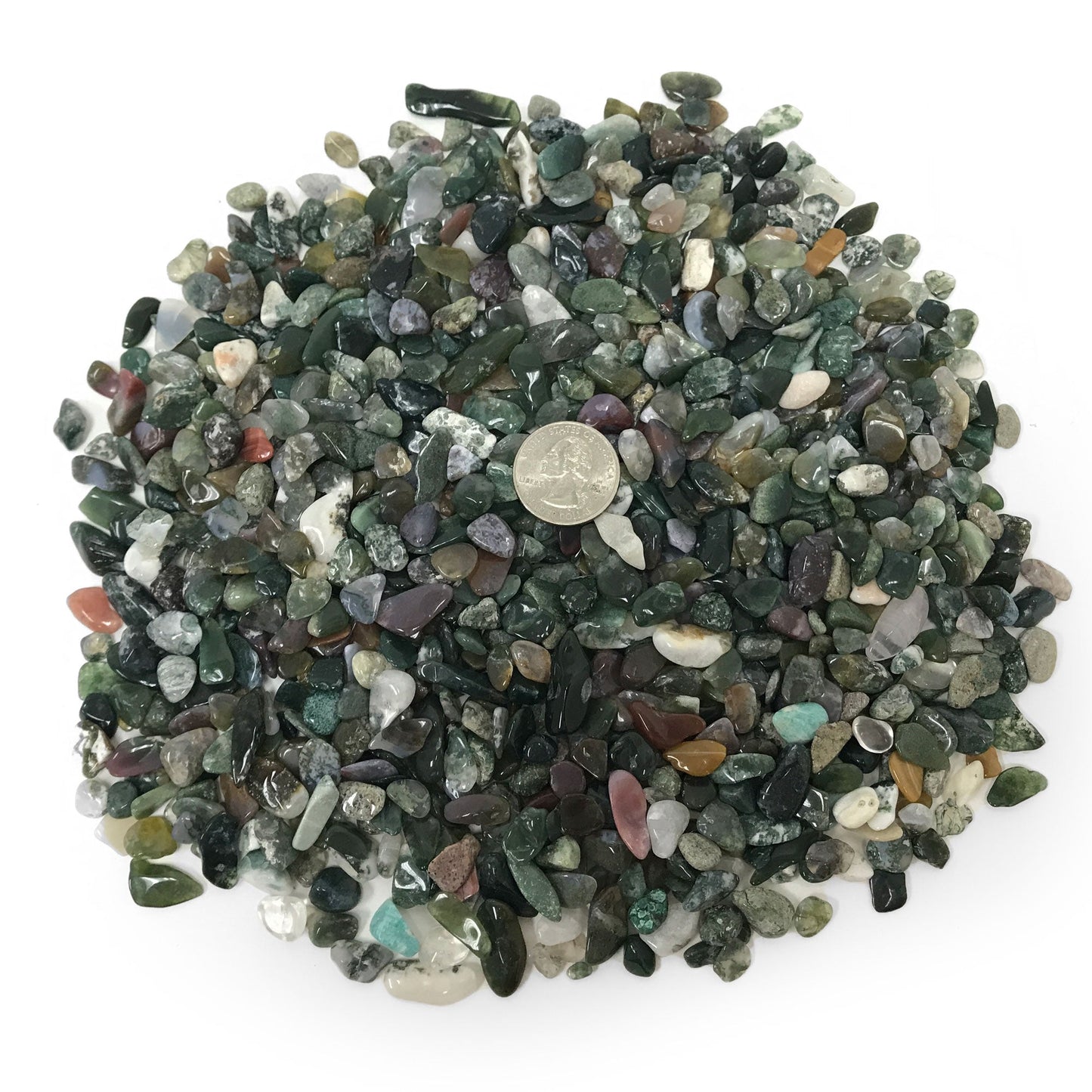 Natural Moss Agate Tumbled Chips - Gem Avenue