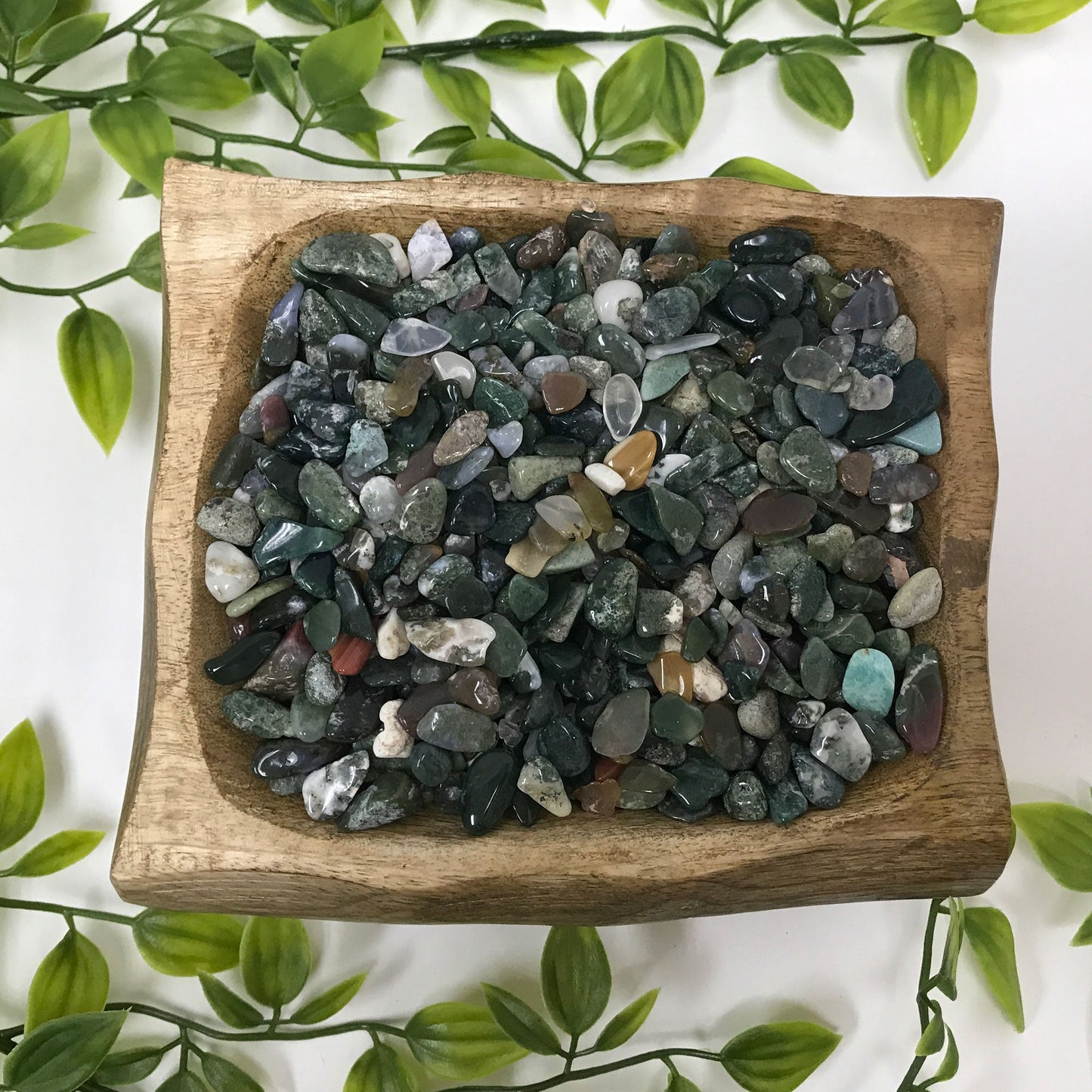 Natural Moss Agate Tumbled Chips - Gem Avenue