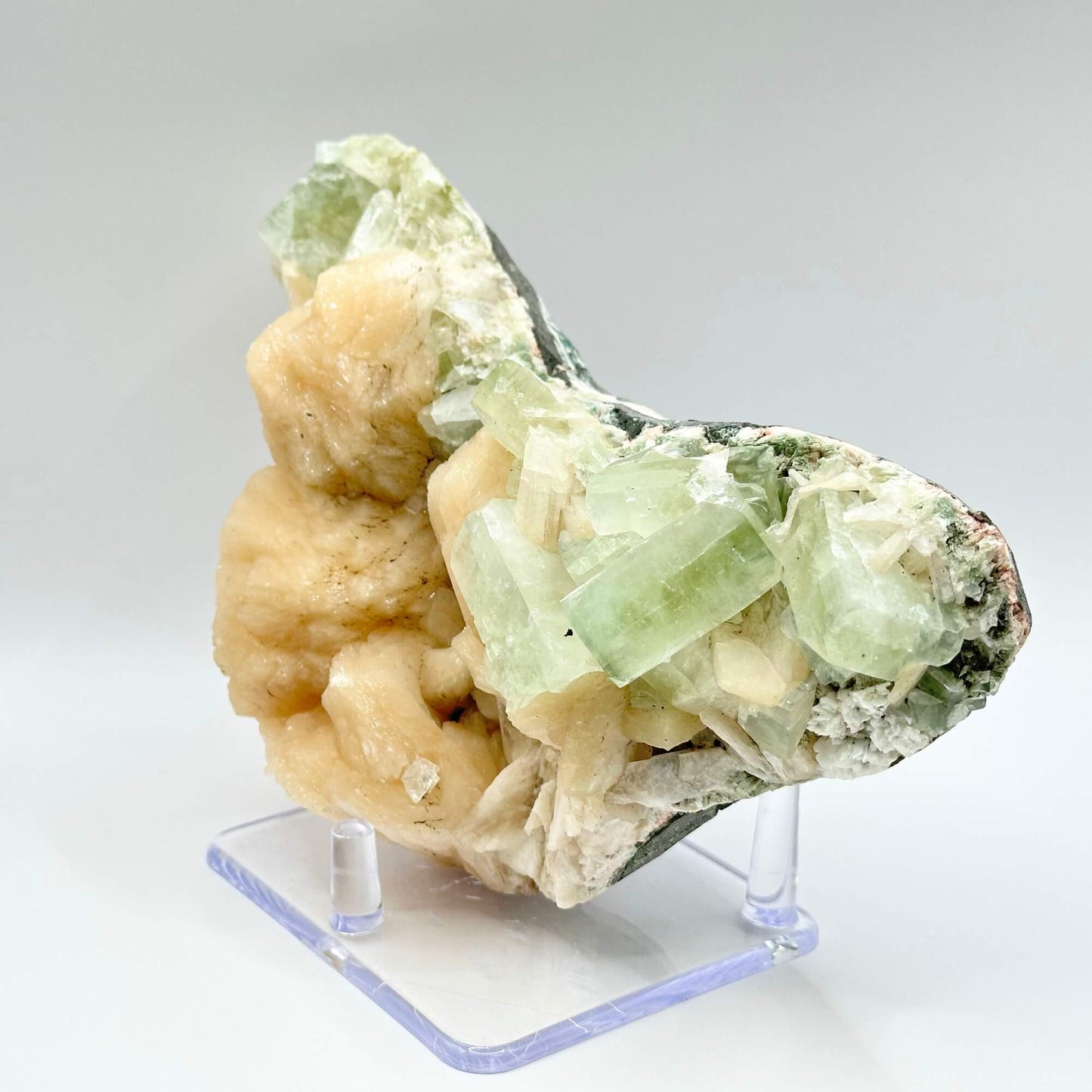 Natural Green Apophyllite and Stilbite Mineral Specimens Hand-Selected Crystals for Resale or Collection
