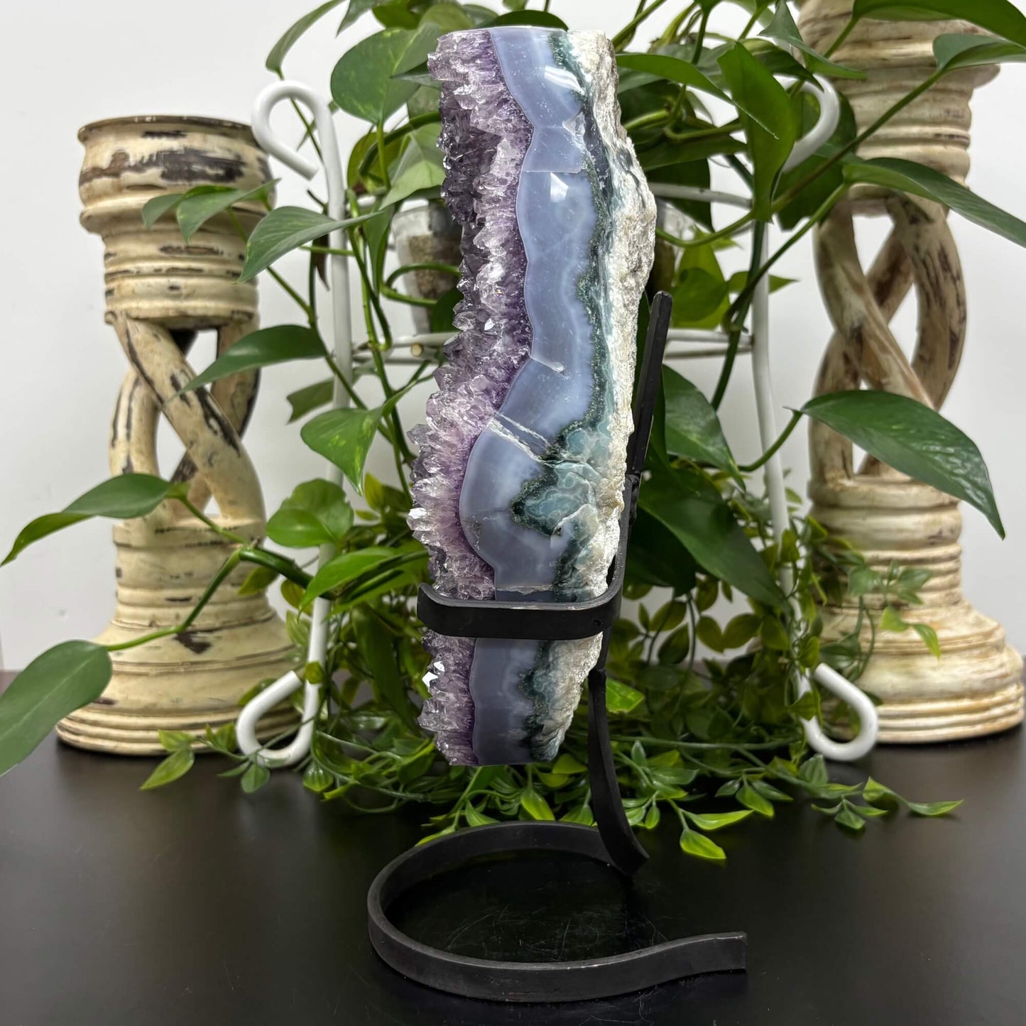 Natural Amethyst Geode on Stand 13 Inches Deep Purple Healing Crystal Cluster for Meditation & Collector Display - RGD789