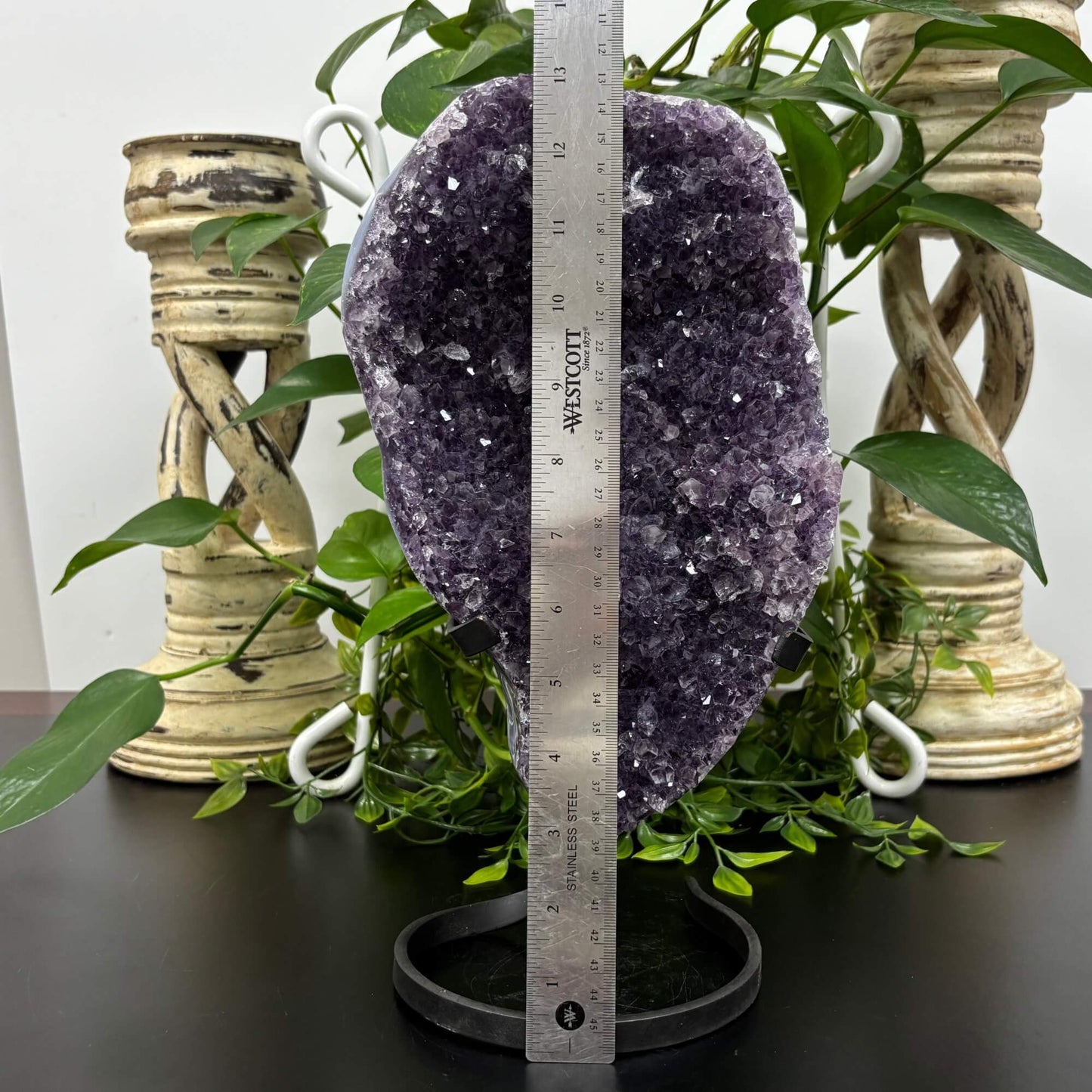 Natural Amethyst Geode on Stand 13 Inches Deep Purple Healing Crystal Cluster for Meditation & Collector Display - RGD789