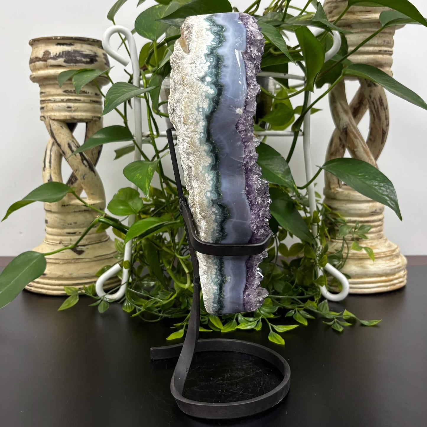 Natural Amethyst Geode on Stand 13 Inches Deep Purple Healing Crystal Cluster for Meditation & Collector Display - RGD789