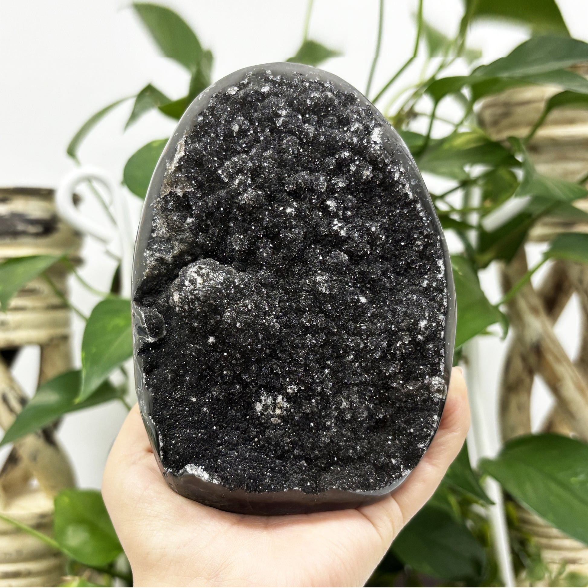 Black Amethyst Cut Base Geode - Gem Avenue