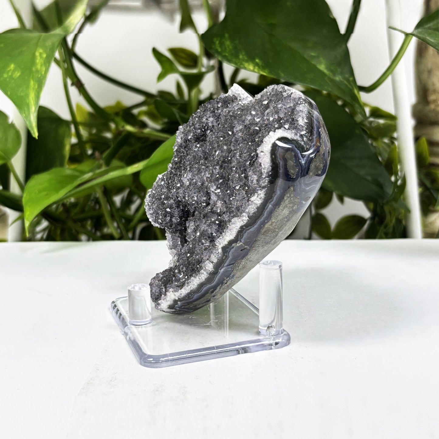 Natural Black Amethyst Crystal Geode - Gem Avenue
