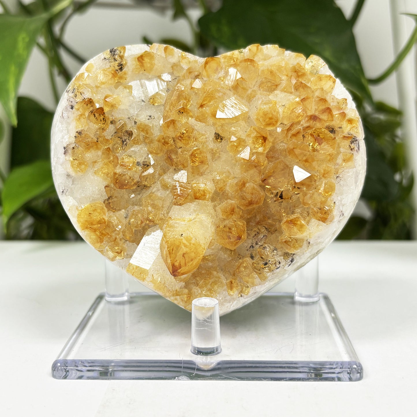 Natural Citrine Heart Shaped Crystal Geode -Gem Avenue