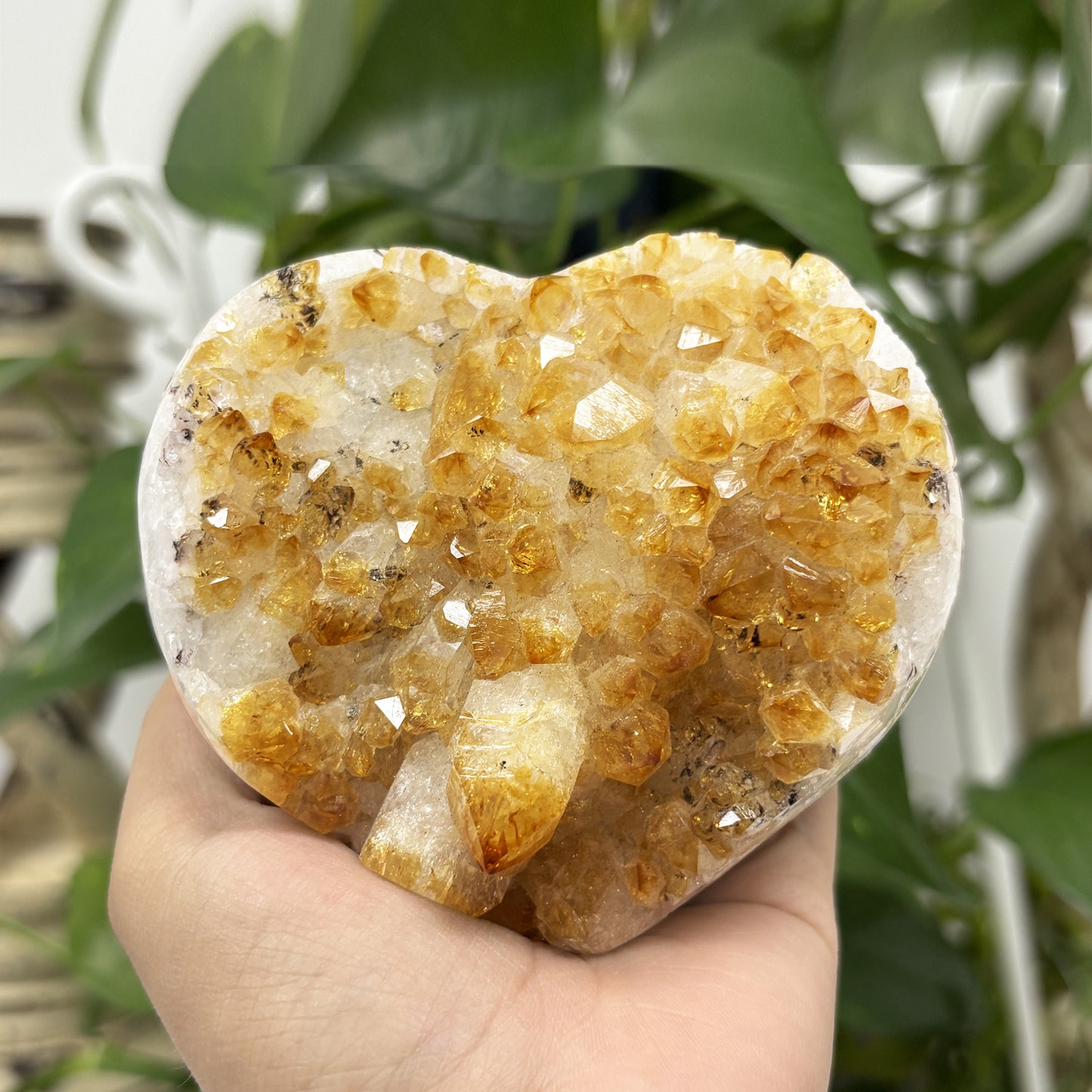 Natural Citrine Heart Shaped Crystal Geode -Gem Avenue