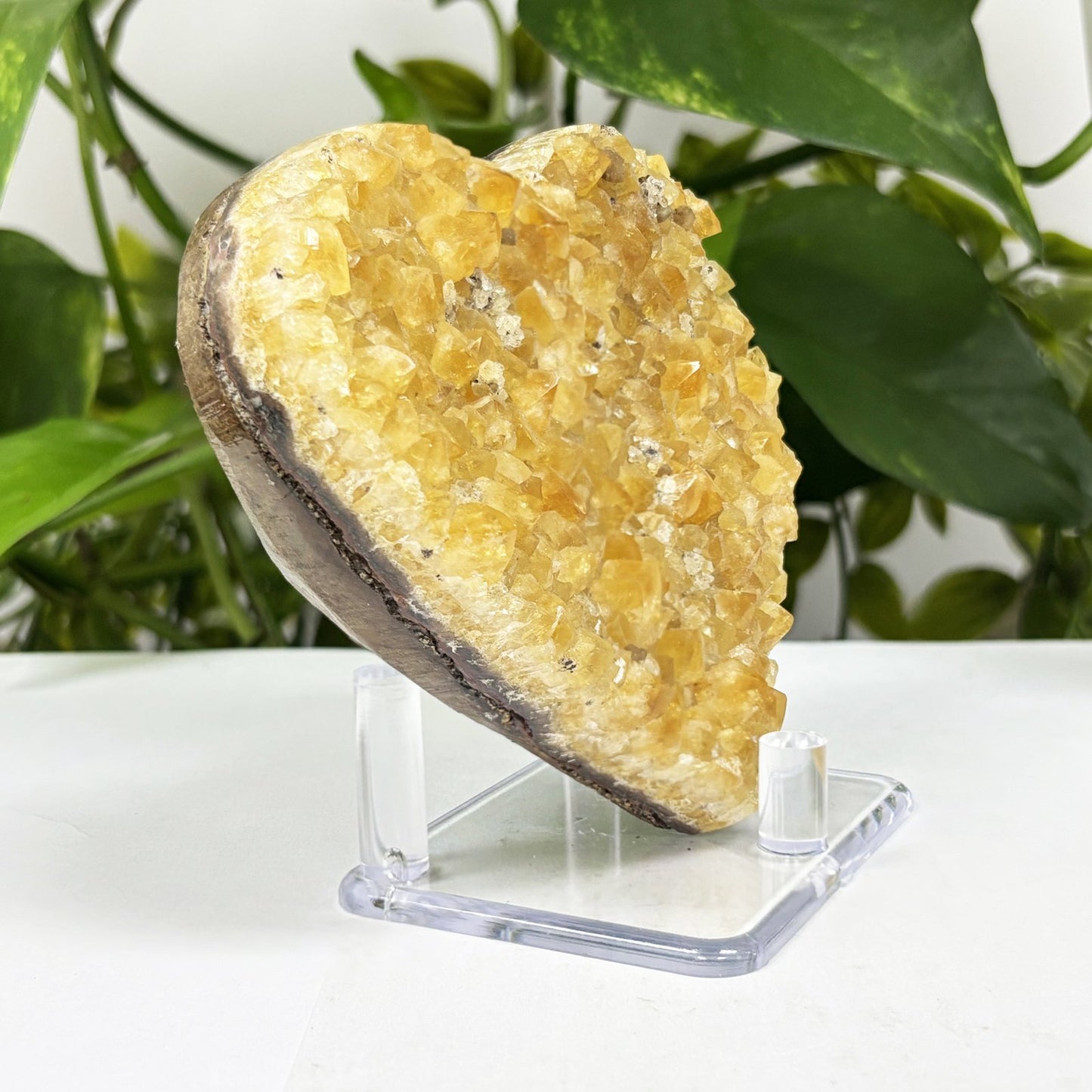 Natural Citrine Heart Shaped Crystal Geode - Gem Avenue
