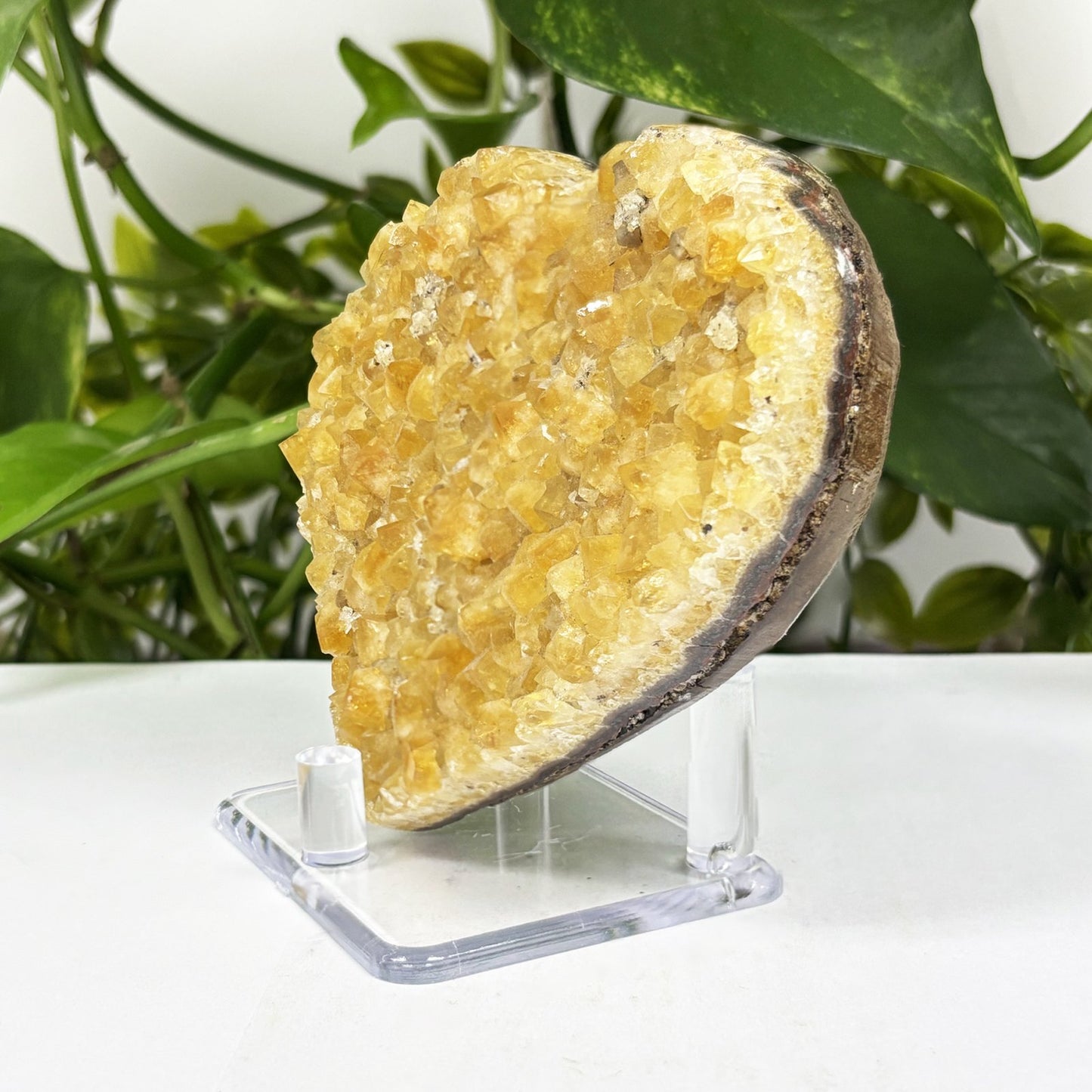 Natural Citrine Heart Shaped Crystal Geode - Gem Avenue