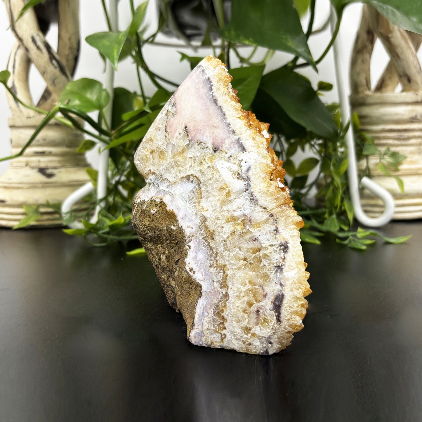 Natural Yellow Citrine Crystal Cluster Geode 5.75 inches