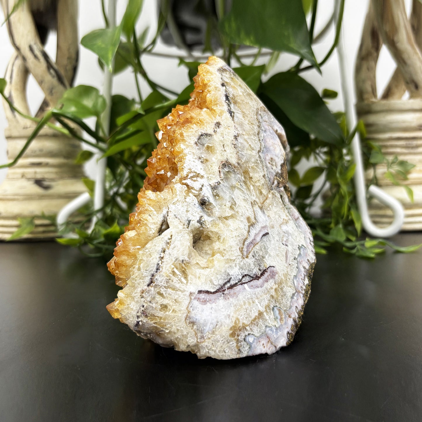 Natural Yellow Citrine Crystal Cluster Geode 5.75 inches