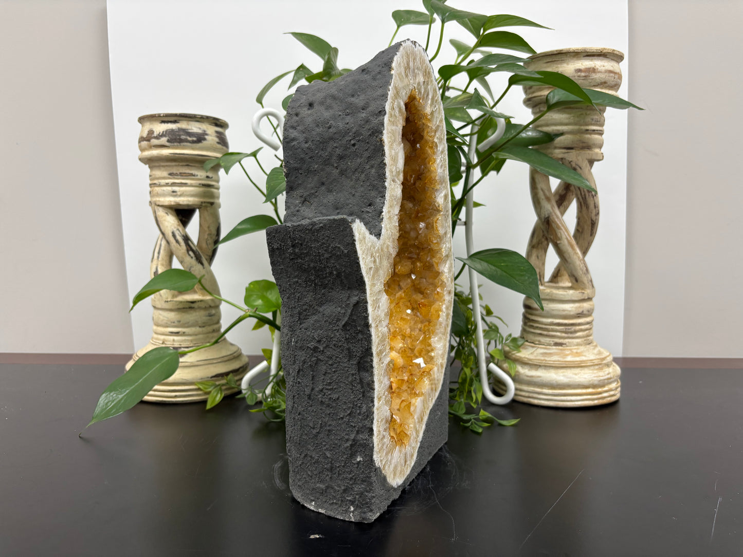 Natural Yellow Citrine Crystal Cluster Geode - Gem Avenue