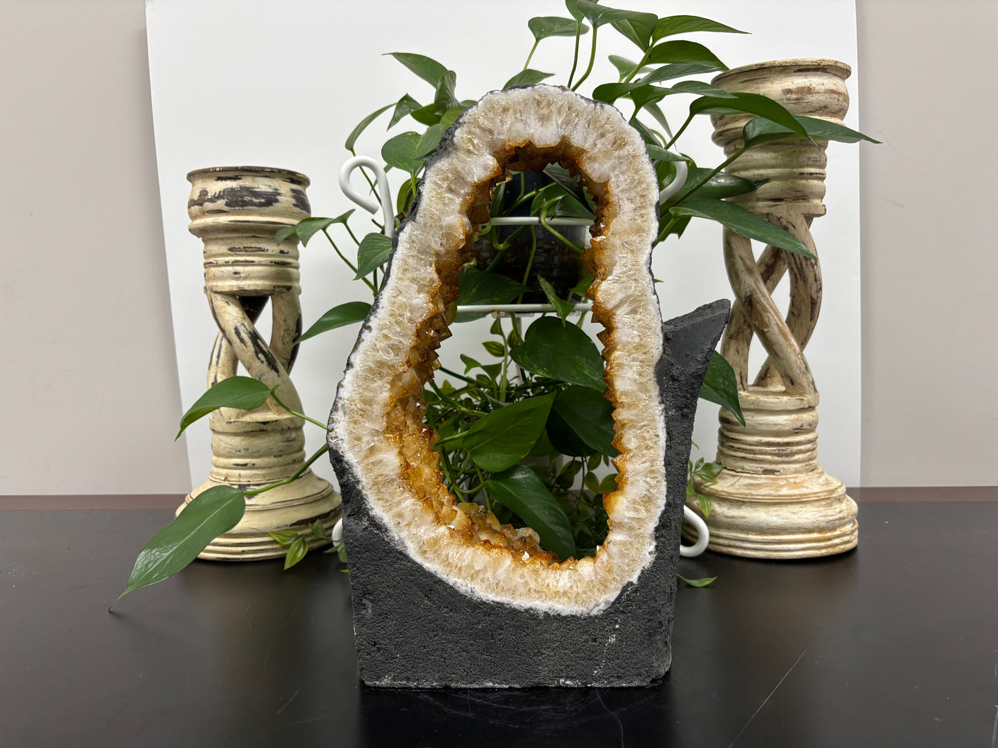 Natural Yellow Citrine Crystal Cluster Geode - Gem Avenue