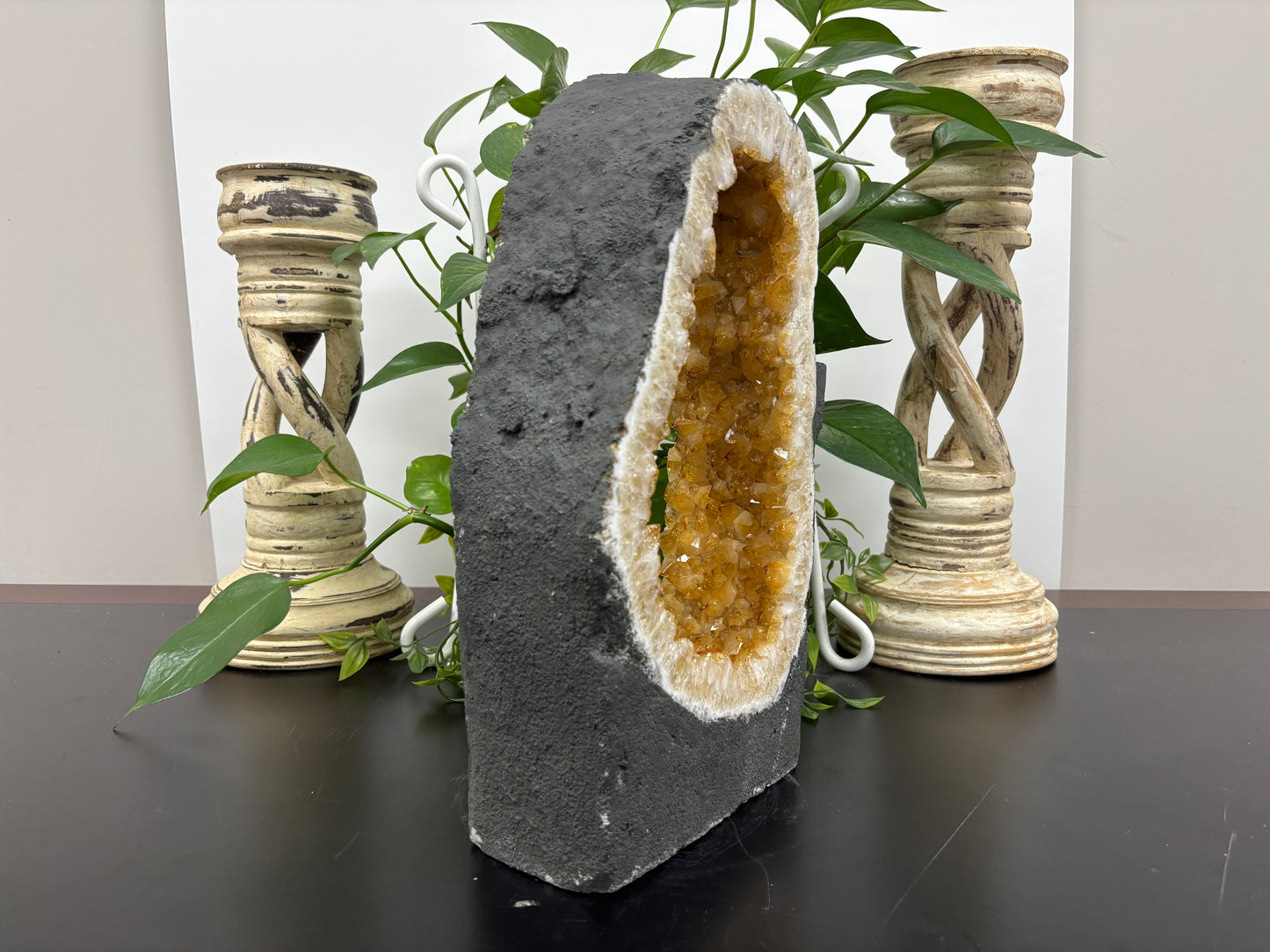Natural Yellow Citrine Crystal Cluster Geode - Gem Avenue