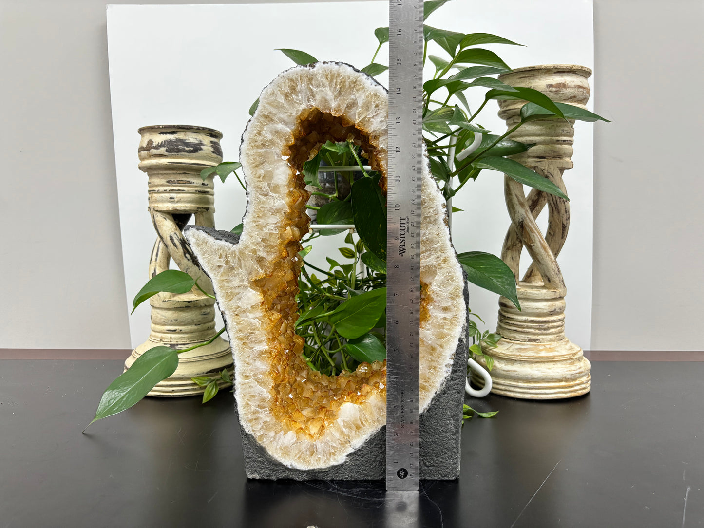 Natural Yellow Citrine Crystal Cluster Geode - Gem Avenue