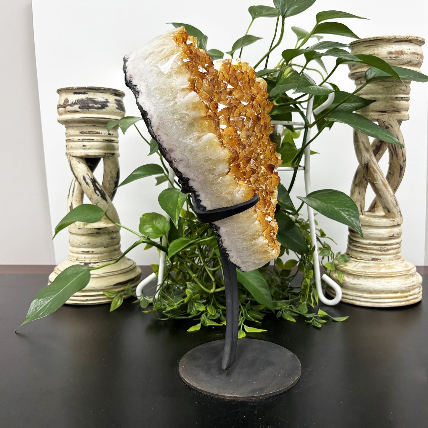 Natural Yellow Citrine Crystal Cluster Geode 16 inches