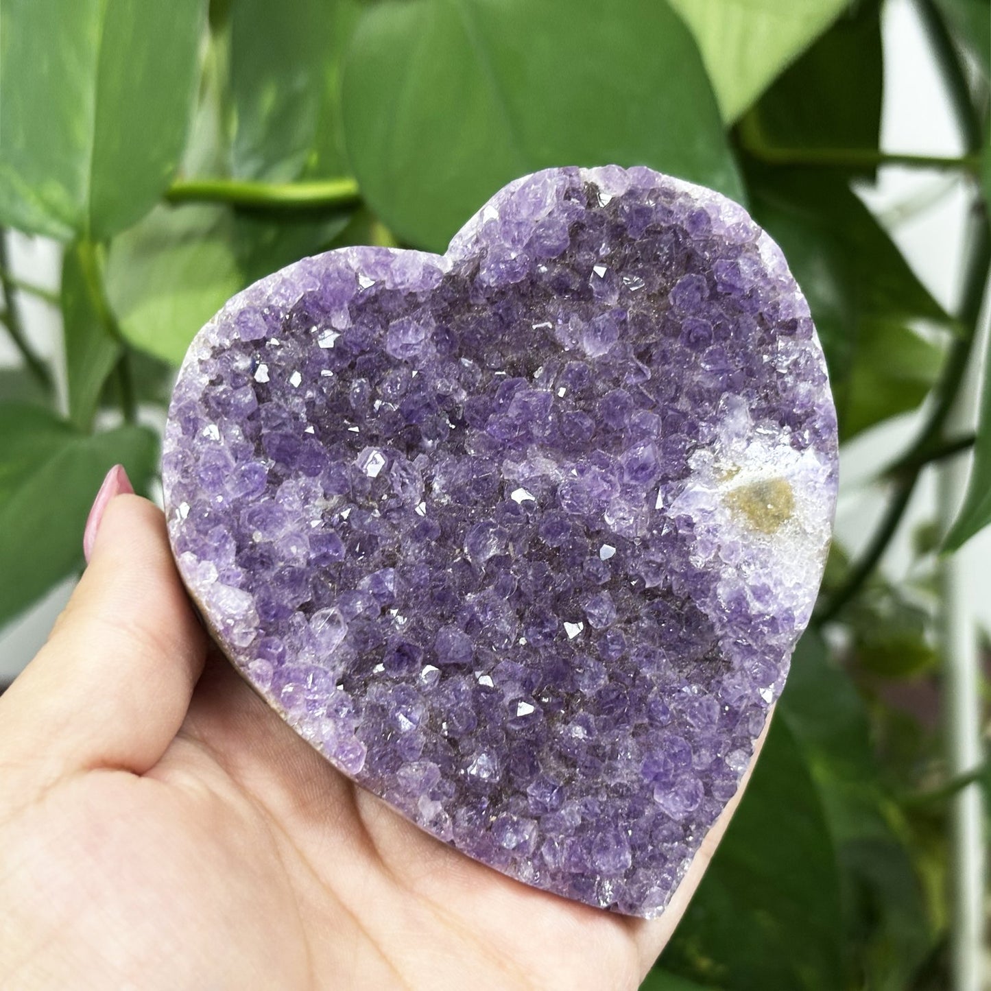 Purple Amethyst Heart Shaped Crystal Geode - Gem Avenue