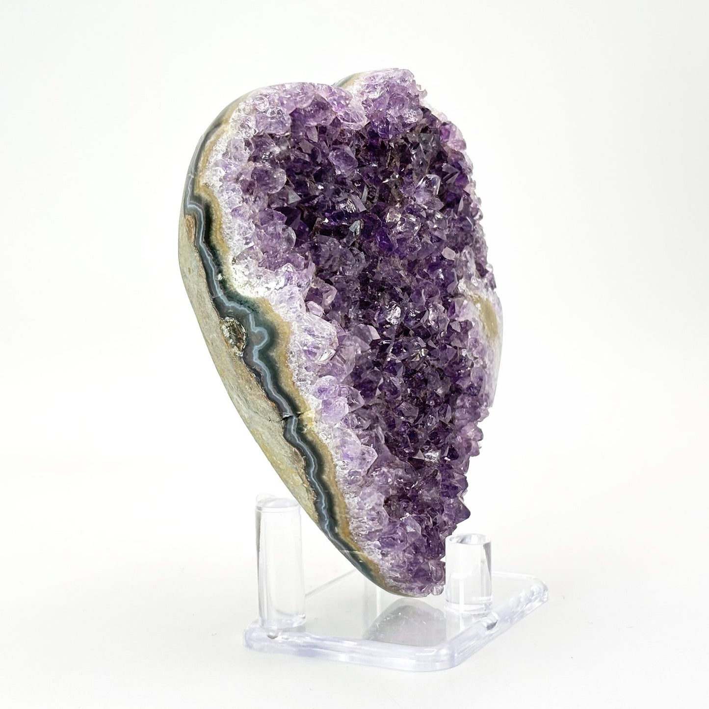 Purple Amethyst Heart Shaped Crystal Geode - Gem Avenue