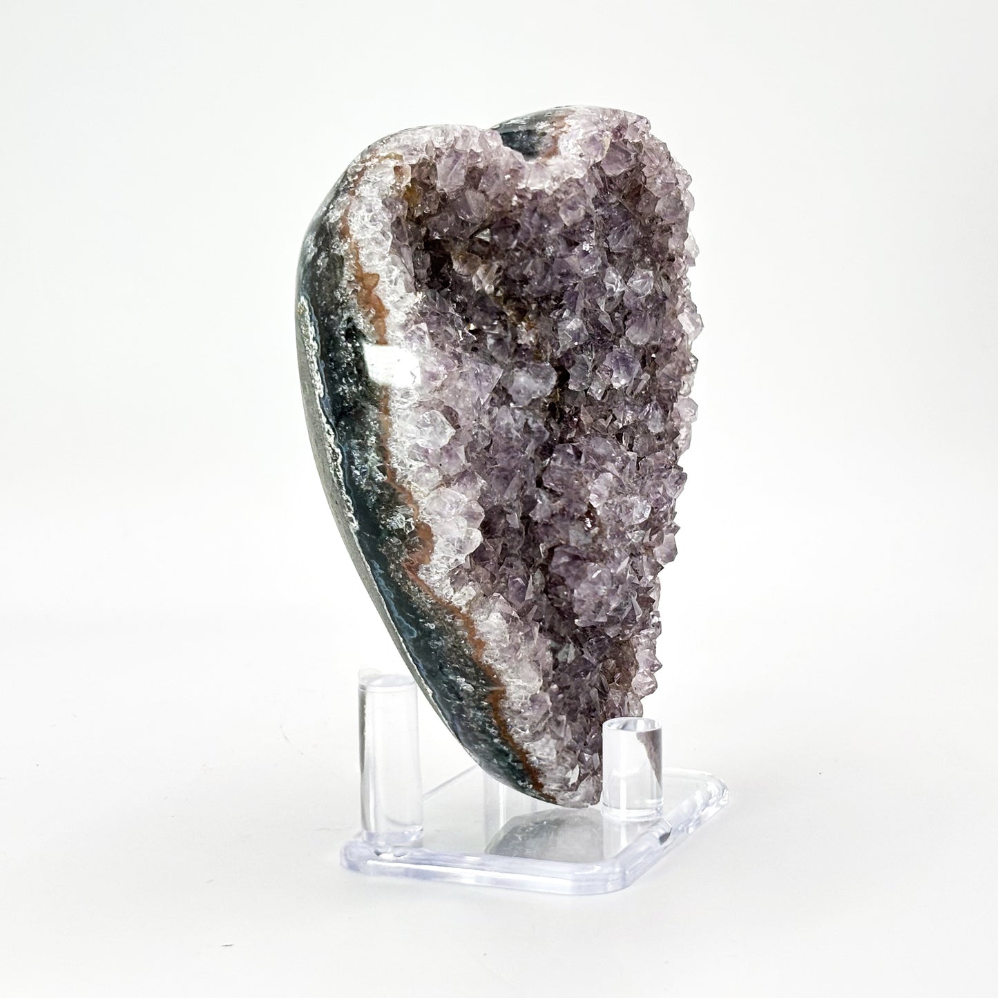 Purple Amethyst Heart Shaped Crystal Geode - Gem Avenue