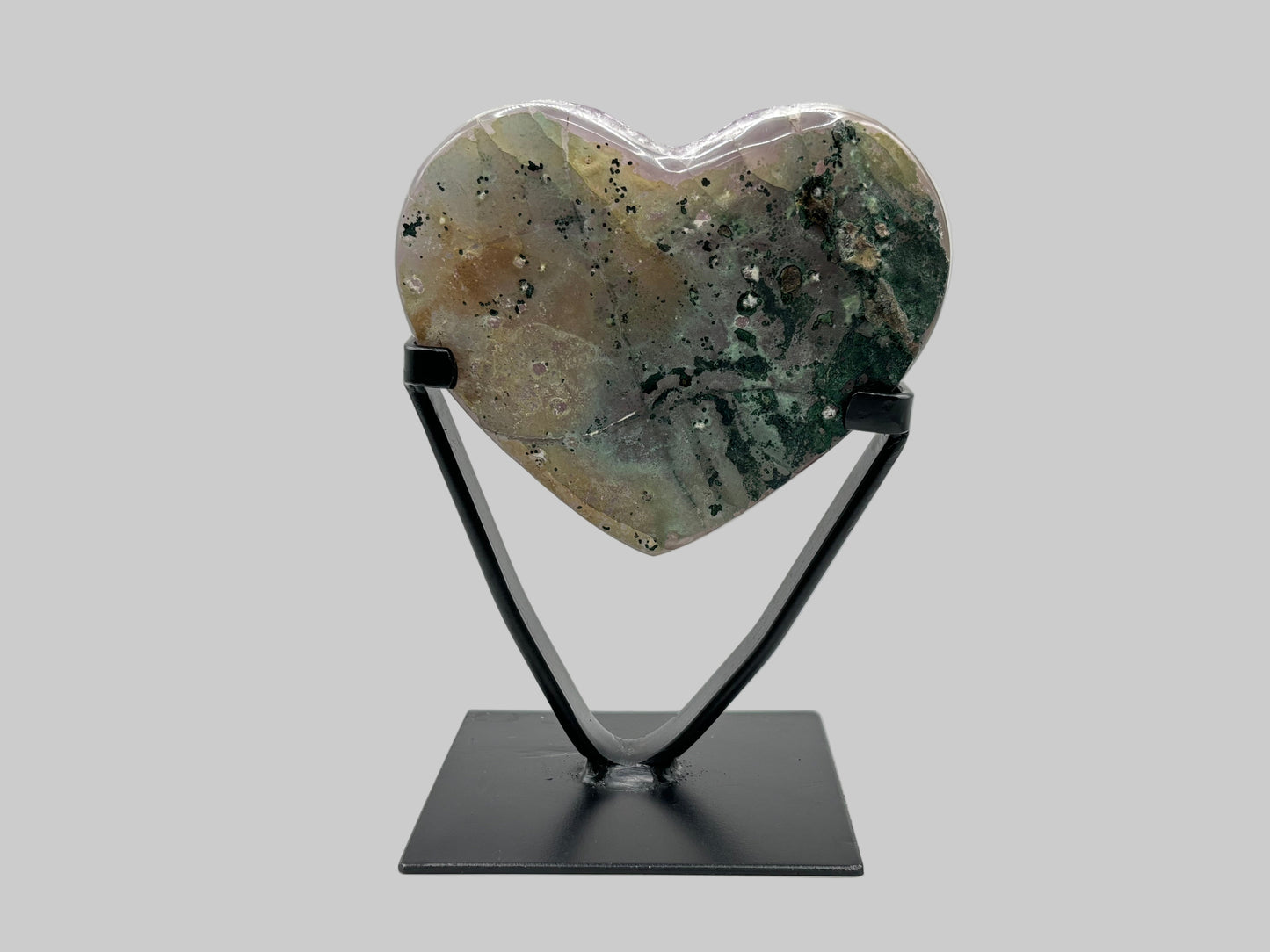 Natural Purple Amethyst Heart-Shaped Crystal Geode on Stand for Home Decor, Meditation & Healing - RGD823