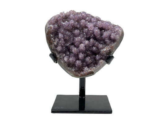 Natural Purple Amethyst Geode on Stand for Home Decor, Meditation, and Healing Crystal Display - RGD824