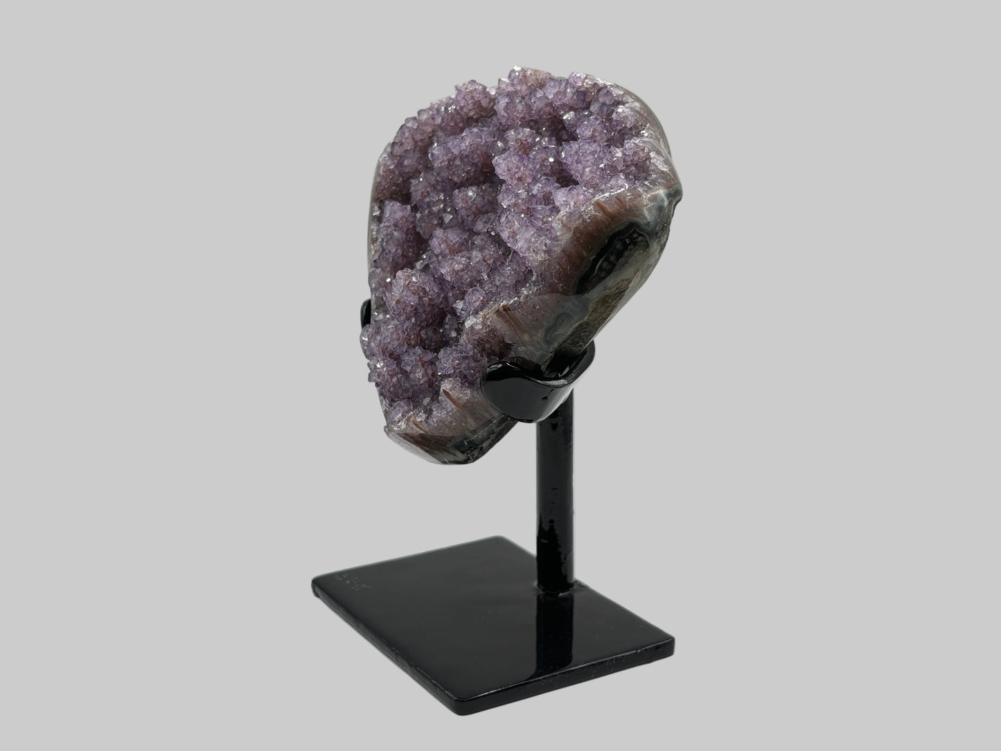Natural Purple Amethyst Geode on Stand for Home Decor, Meditation, and Healing Crystal Display - RGD824