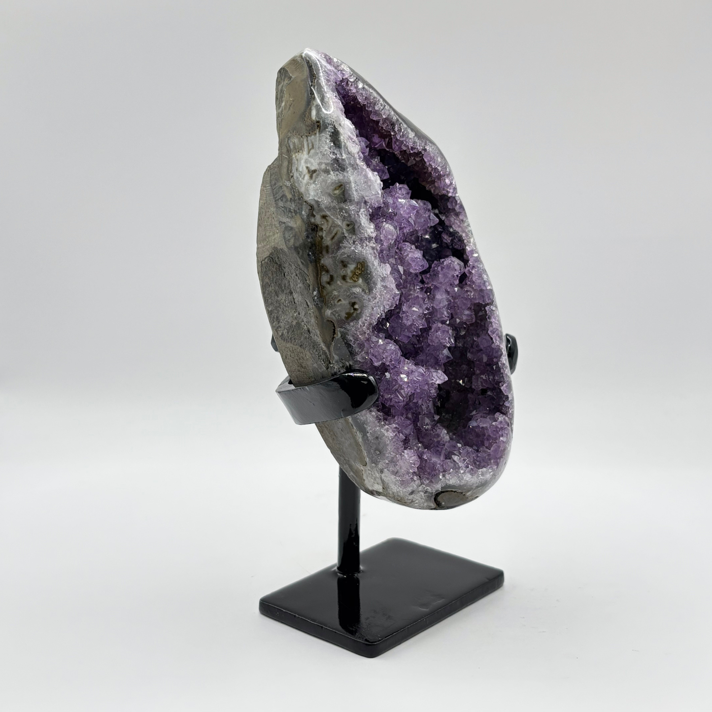 Natural Dark Purple Amethyst Crystal Geode on Stand for Meditation, Relaxation, Home Decor & Crystal Collection - RGD825