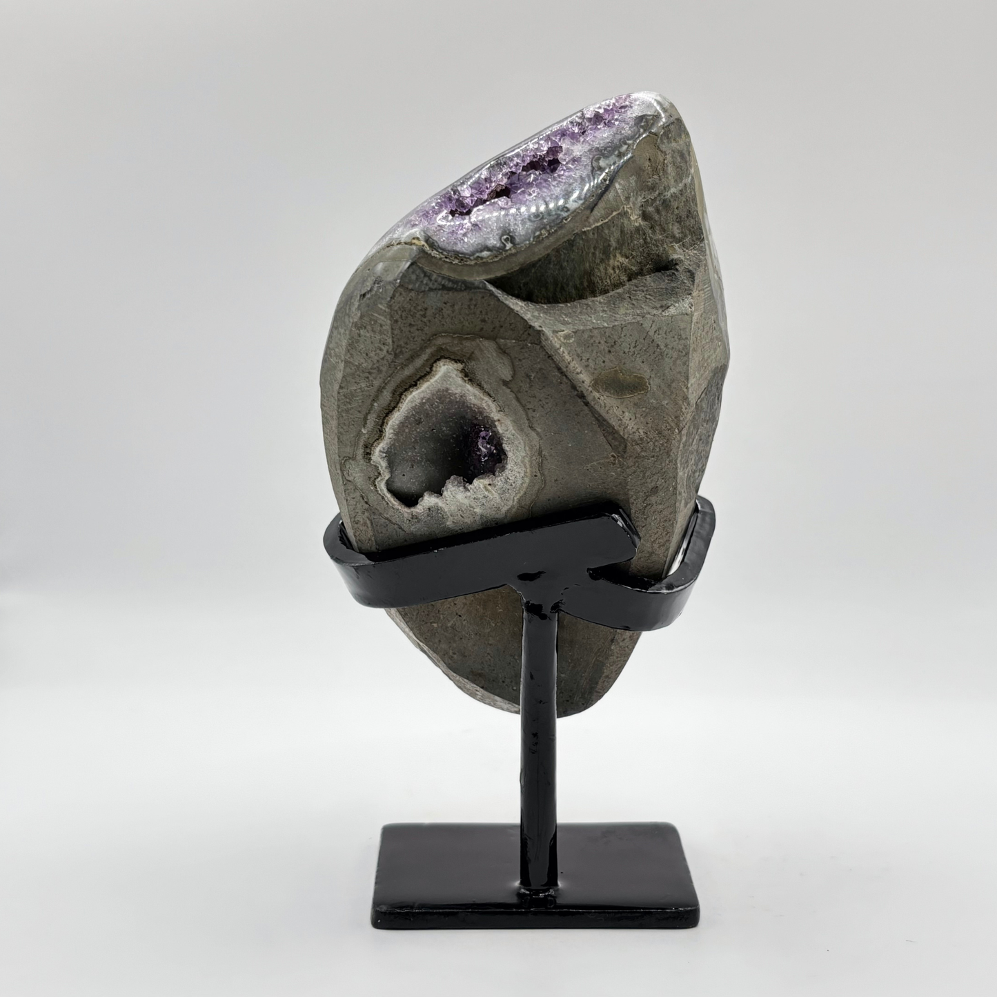 Natural Dark Purple Amethyst Crystal Geode on Stand for Meditation, Relaxation, Home Decor & Crystal Collection - RGD825