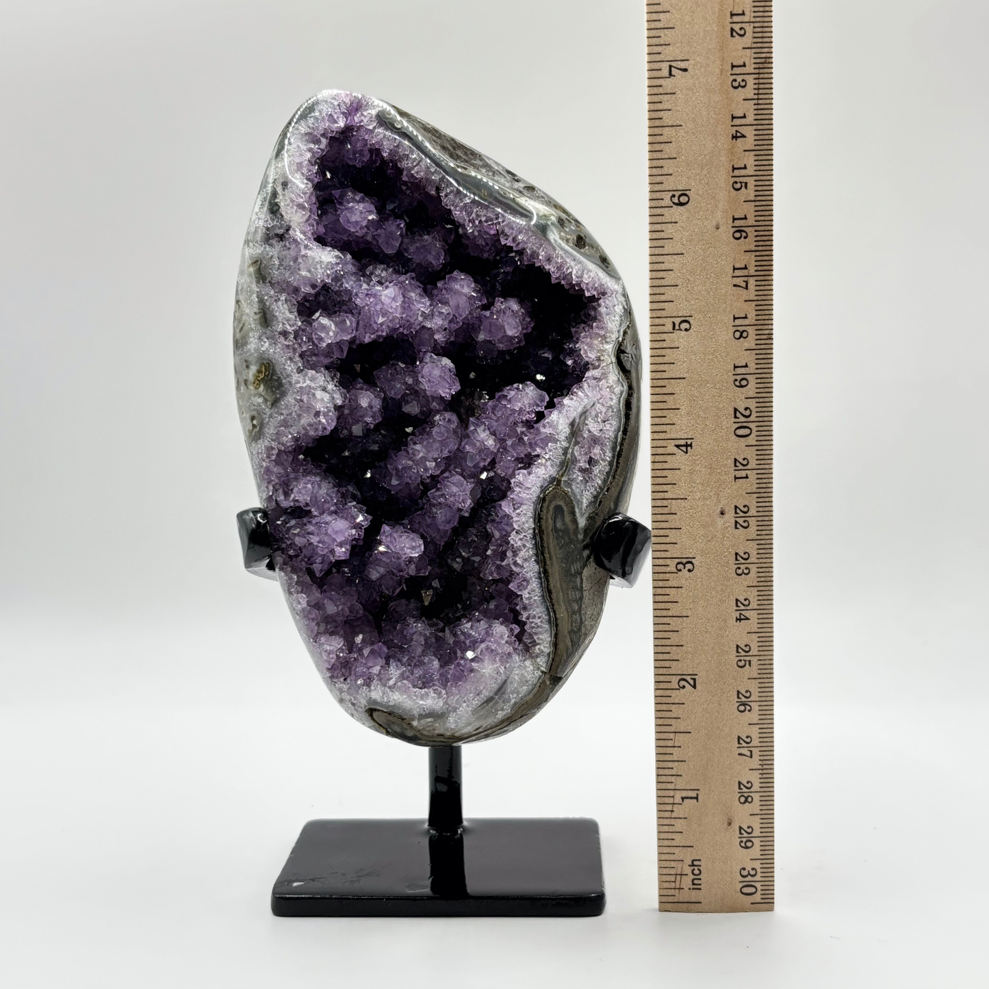 Natural Dark Purple Amethyst Crystal Geode on Stand for Meditation, Relaxation, Home Decor & Crystal Collection - RGD825