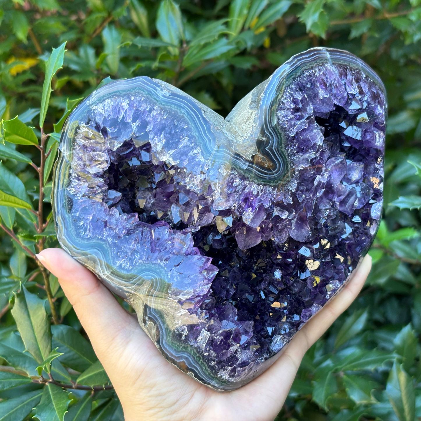 Natural Dark Purple Amethyst Crystal Geode on Stand for Meditation, Healing, Energy Work & Home Decor - RGD826
