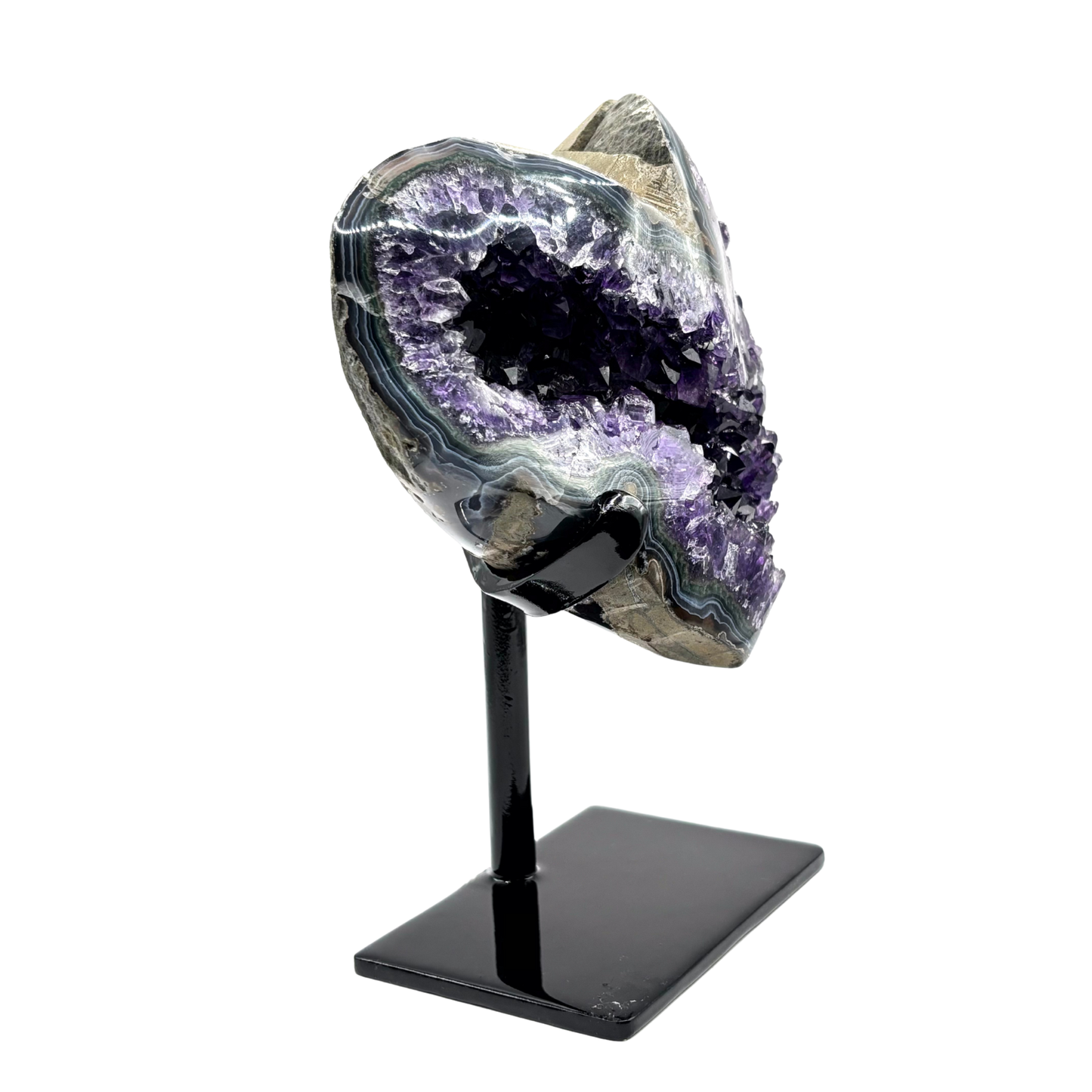 Natural Dark Purple Amethyst Crystal Geode on Stand for Meditation, Healing, Energy Work & Home Decor - RGD826