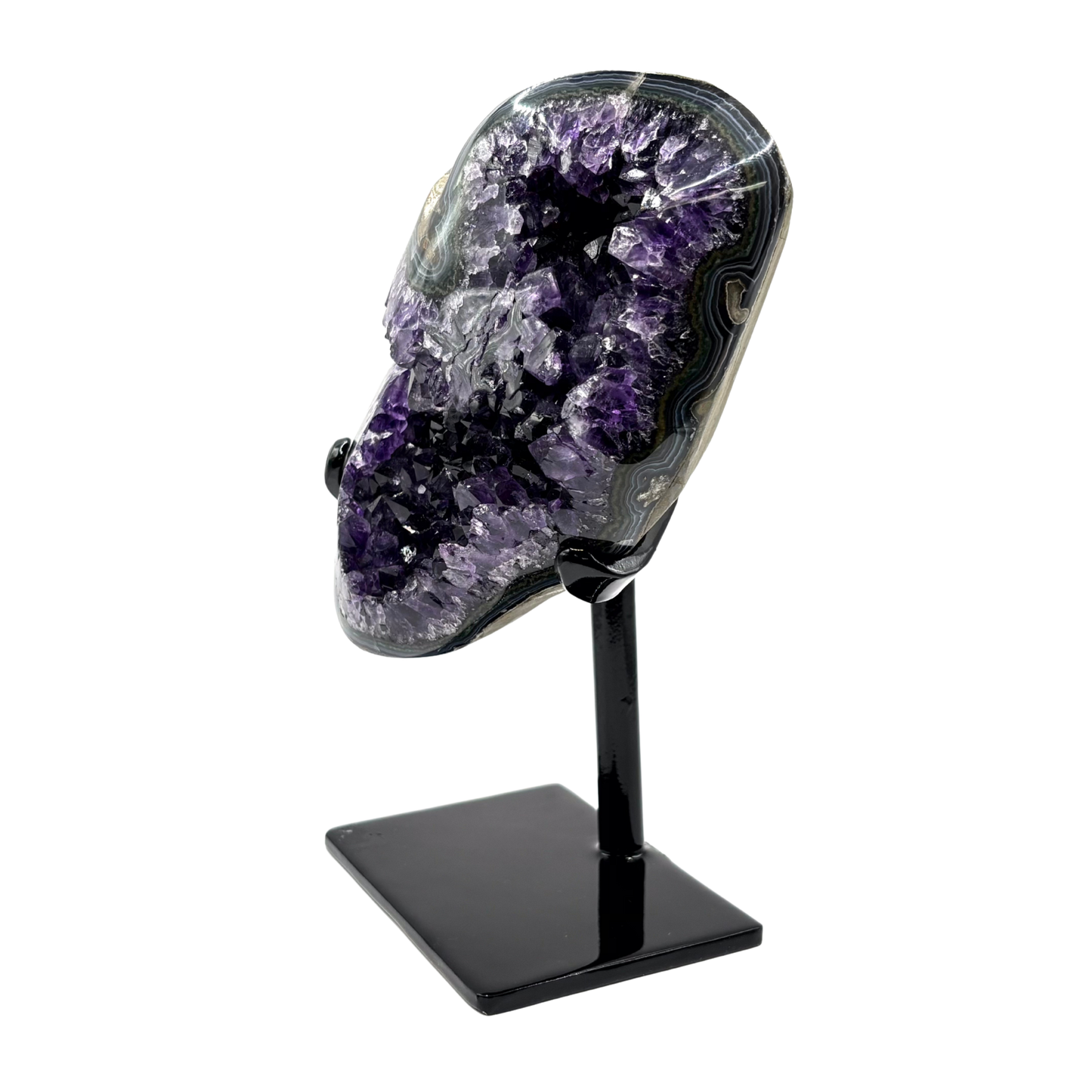Natural Dark Purple Amethyst Crystal Geode on Stand for Meditation, Healing, Energy Work & Home Decor - RGD826