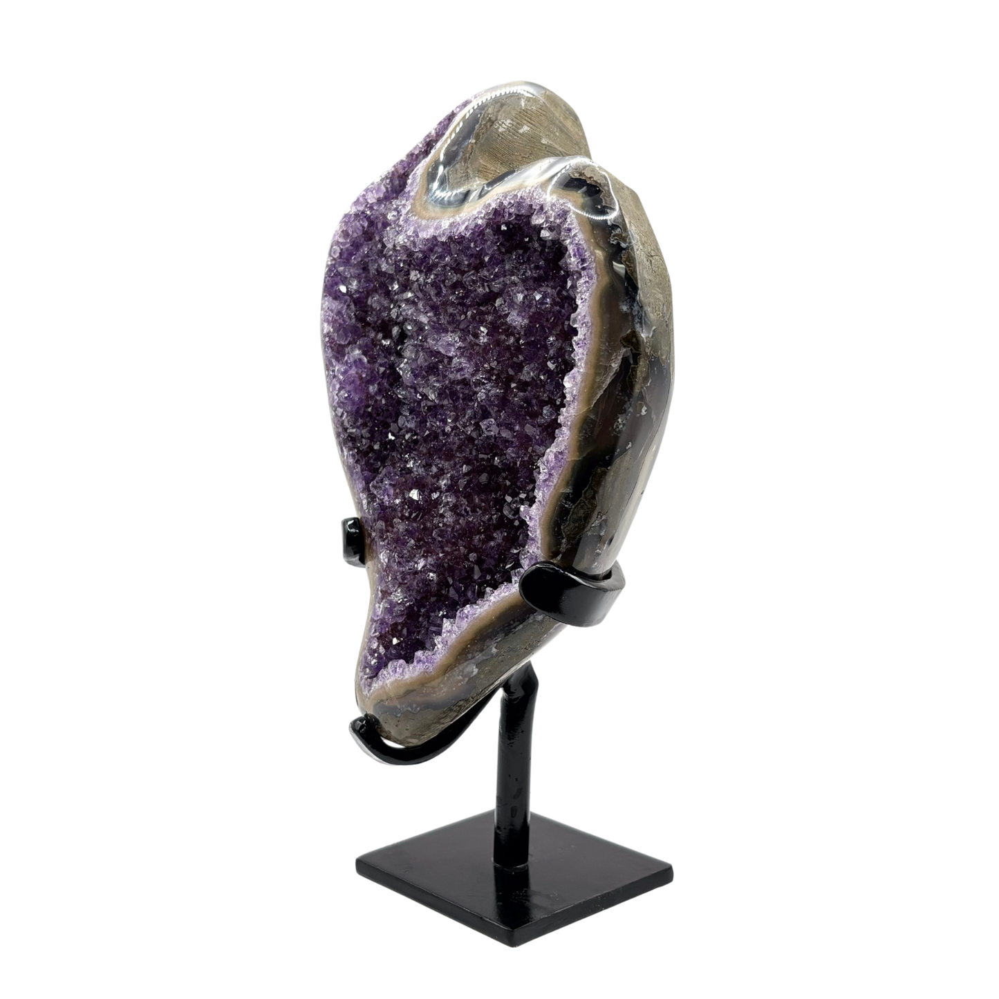 Natural Amethyst Geode on Stand for Healing, Energy Balance, Meditation, Home Decor & Crystal Collection - RGD827