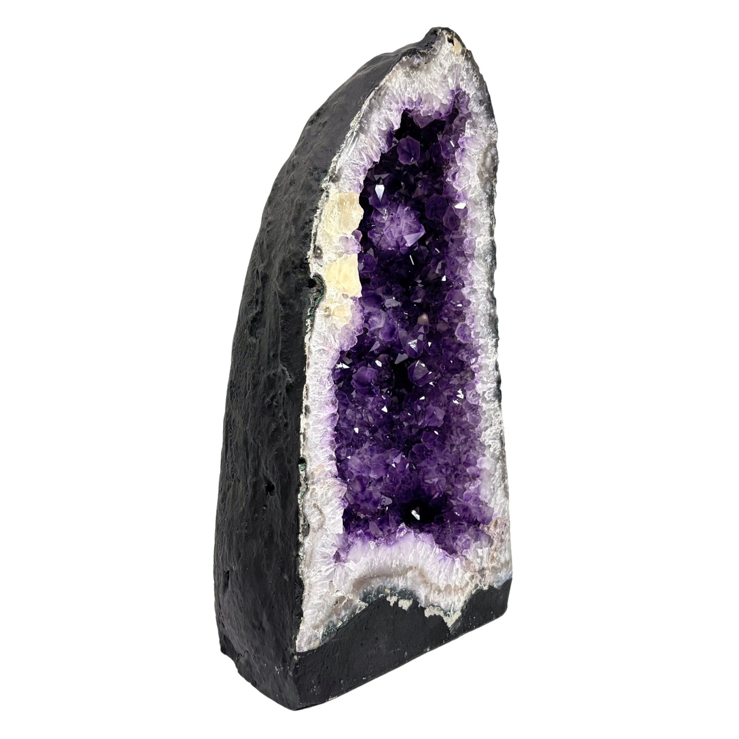 Natural Dark Purple Amethyst with Calcite Crystal Geode for Meditation, Healing, Energy Work & Home Decor - RGD828