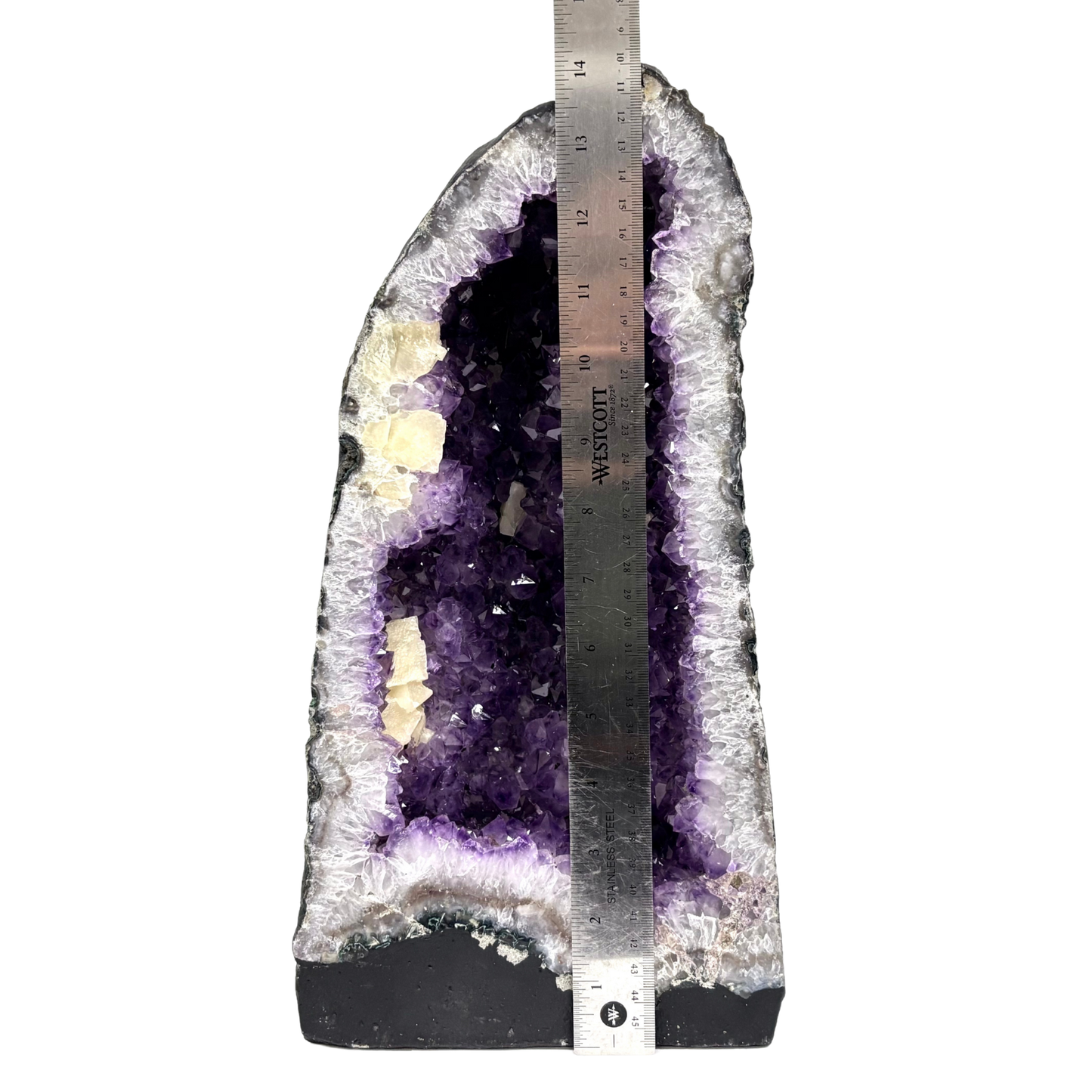 Natural Dark Purple Amethyst with Calcite Crystal Geode for Meditation, Healing, Energy Work & Home Decor - RGD828