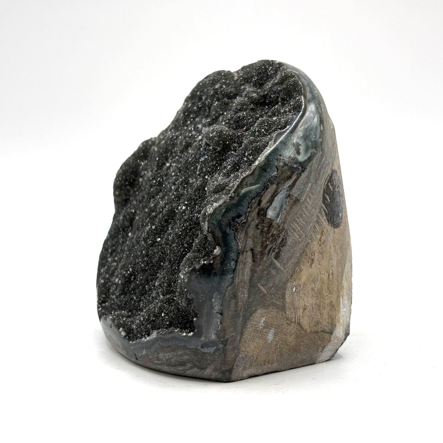 Natural Galaxy Black Amethyst Crystal Geode for Energy Healing, Meditation, Home Decor & Crystal Collection - RGD831