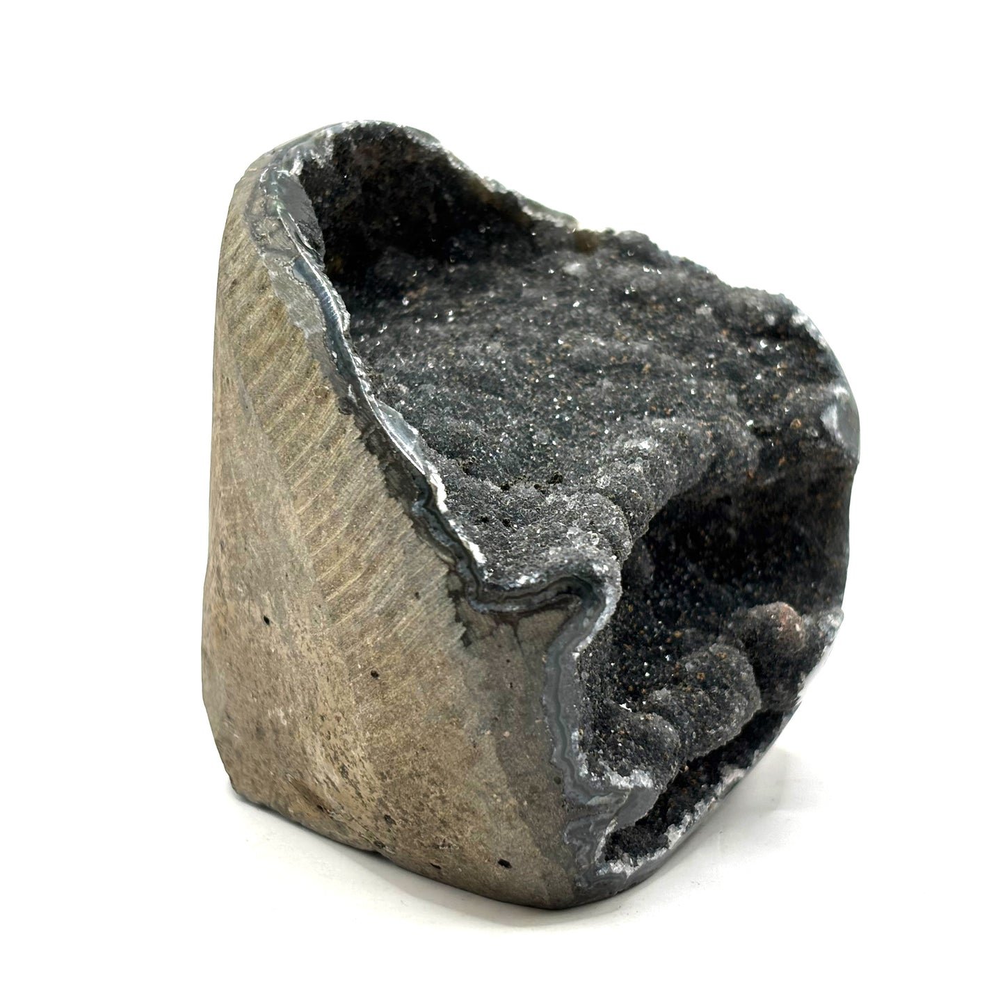 Natural Galaxy Black Amethyst Crystal Geode for Energy Healing, Meditation, Home Decor & Crystal Collection - RGD831