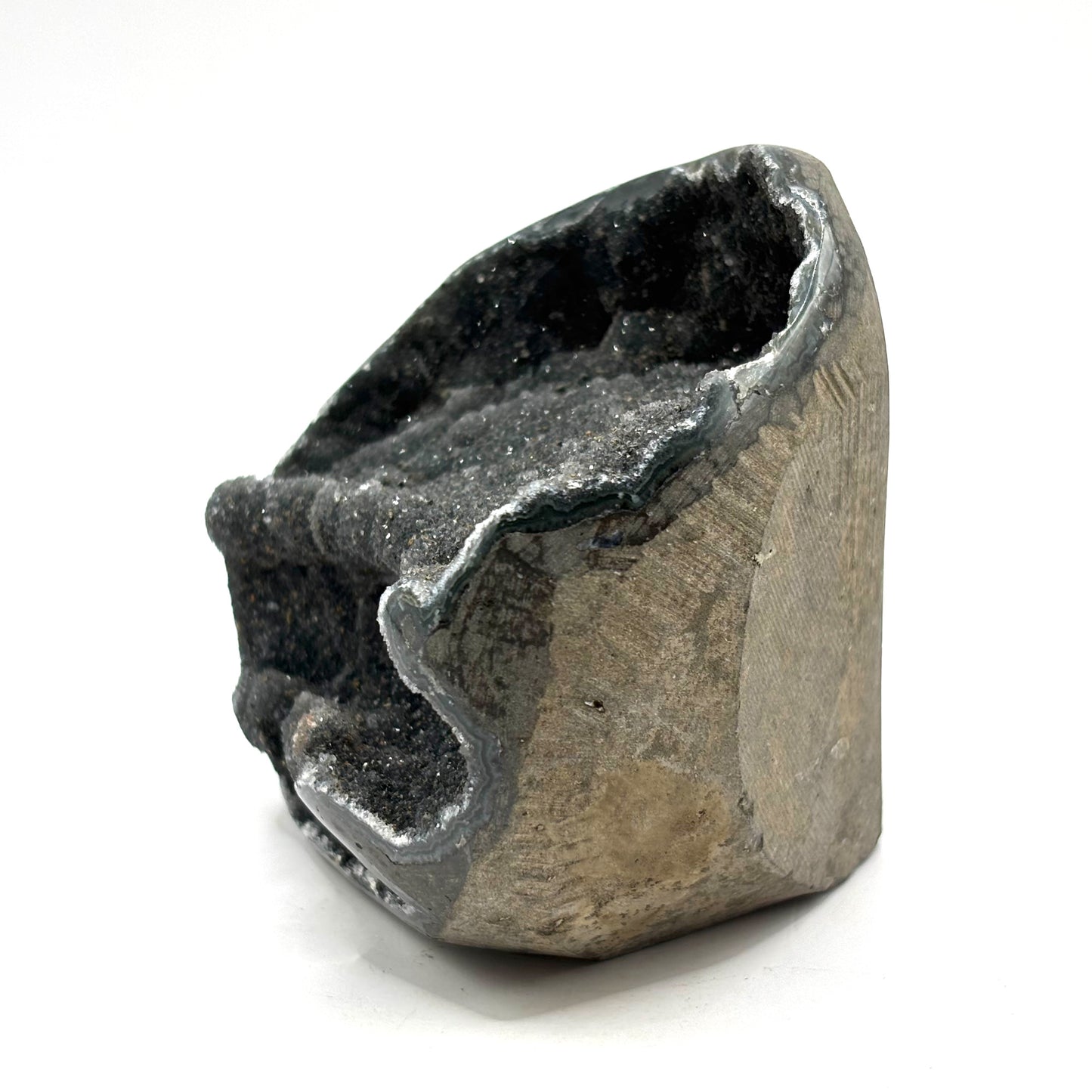 Natural Galaxy Black Amethyst Crystal Geode for Energy Healing, Meditation, Home Decor & Crystal Collection - RGD831