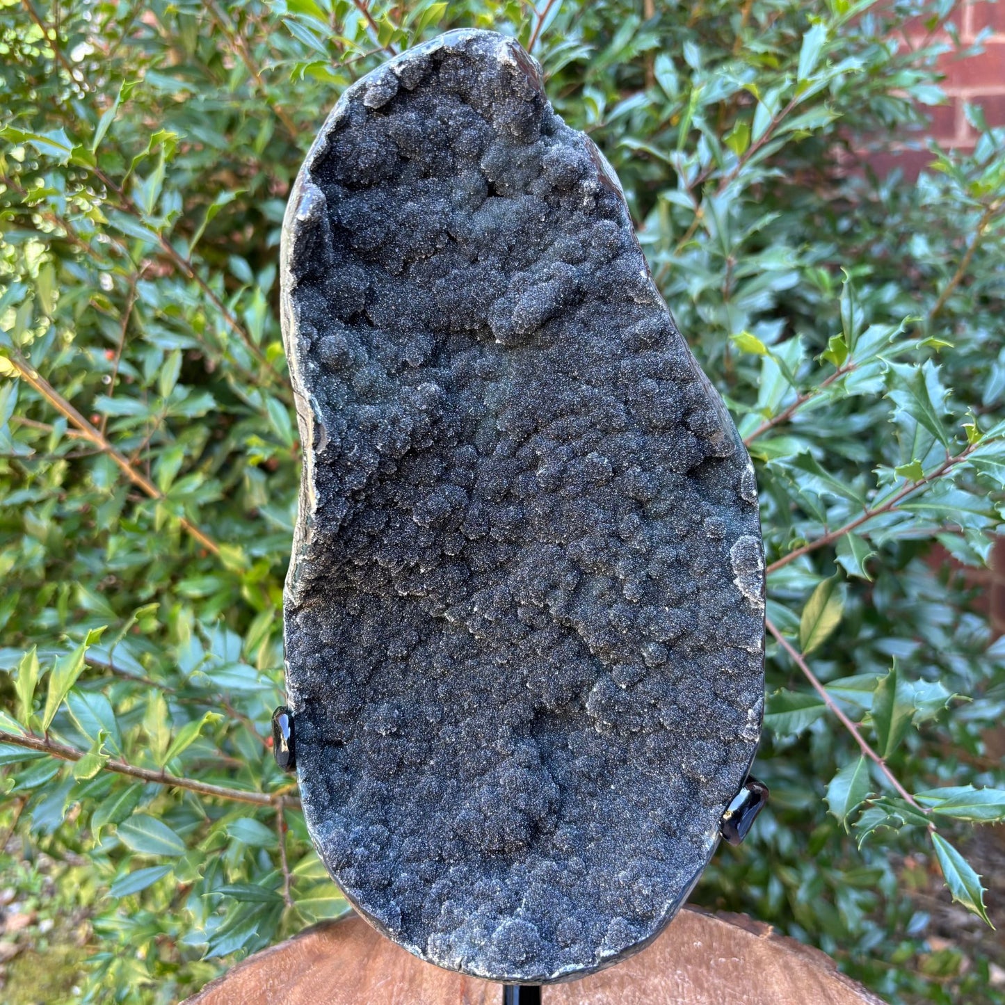 Natural Galaxy Black Amethyst Crystal Geode on Stand for Energy Healing, Meditation, Home Decor & Crystal Display - RGD835