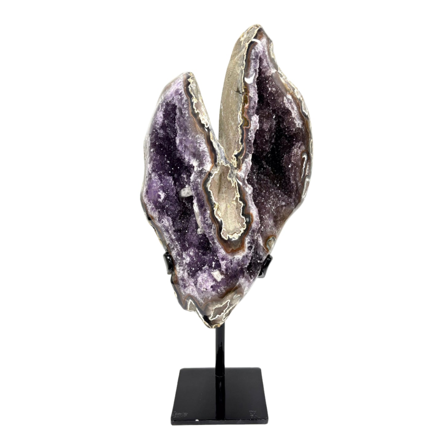 Natural Purple Amethyst Crystal Geode on Stand for Energy Healing, Meditation, Home Decor & Crystal Collection - RGD837