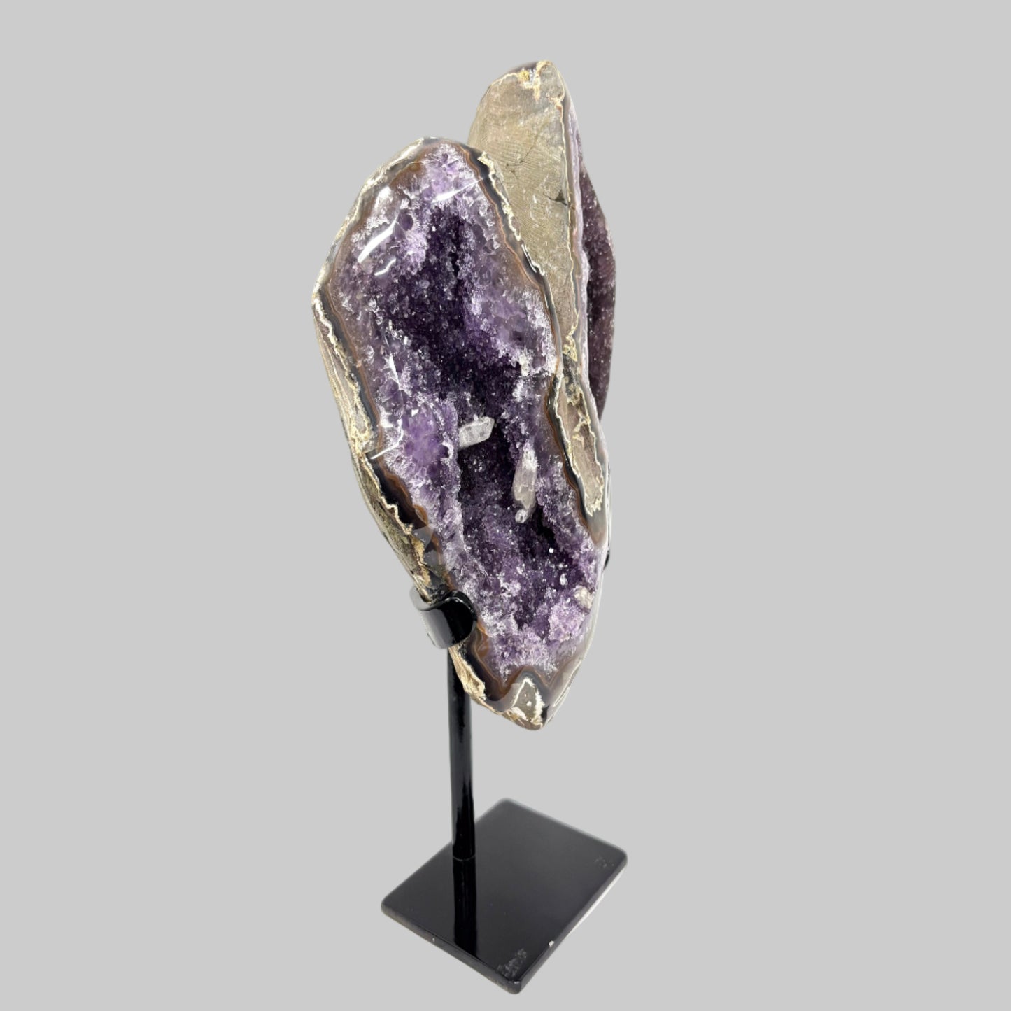 Natural Purple Amethyst Crystal Geode on Stand for Energy Healing, Meditation, Home Decor & Crystal Collection - RGD837