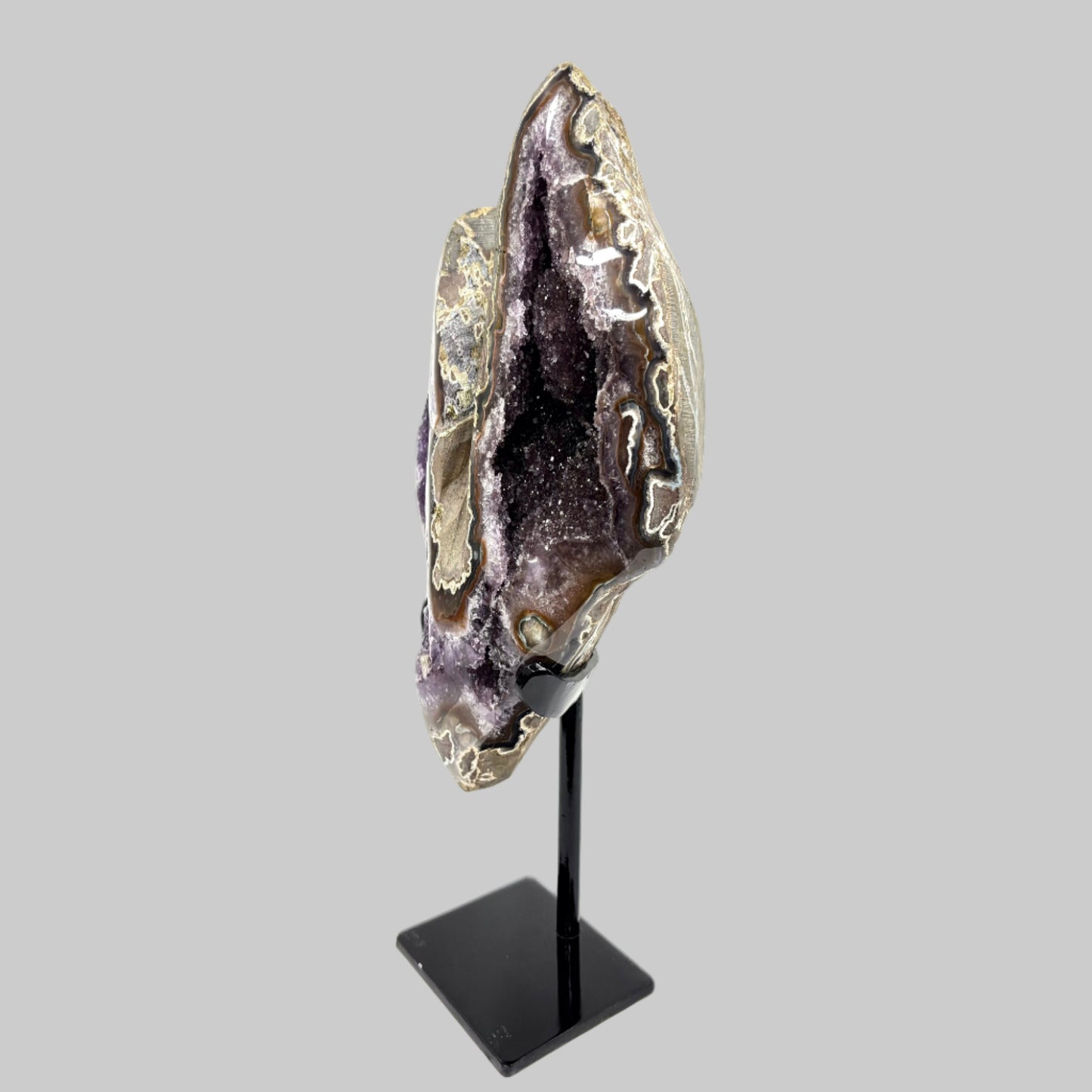 Natural Purple Amethyst Crystal Geode on Stand for Energy Healing, Meditation, Home Decor & Crystal Collection - RGD837