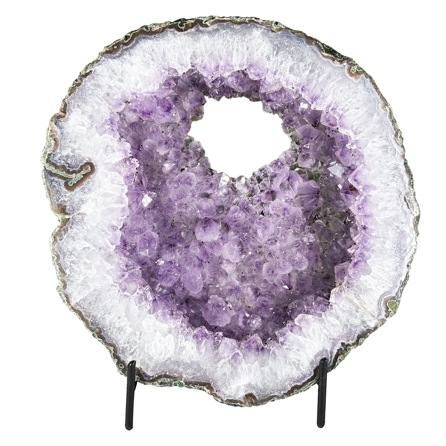 Natural Amethyst Geode Slice 9" Purple Crystal Cluster Display Specimen