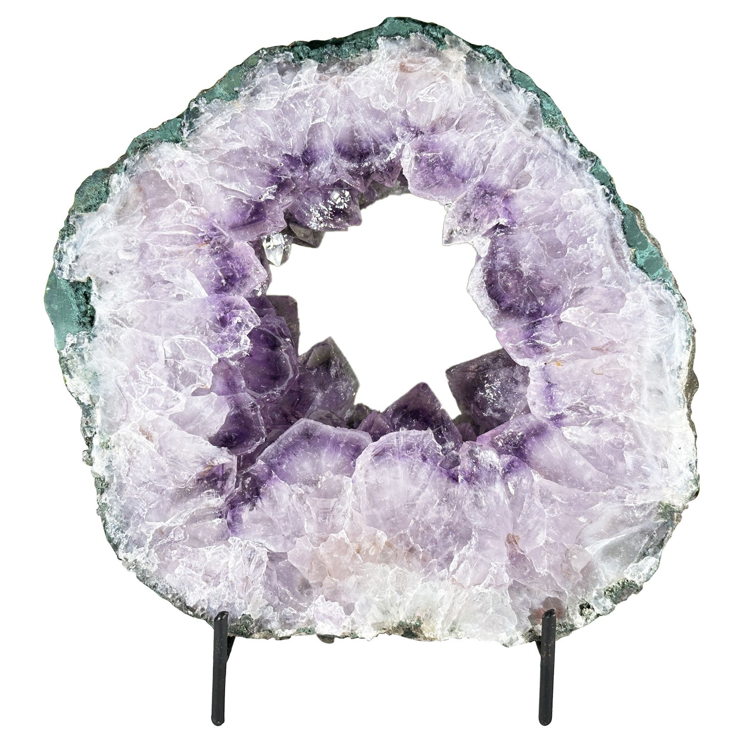 Natural Amethyst Geode Slice 8.5" Purple Crystal Cluster Display Specimen