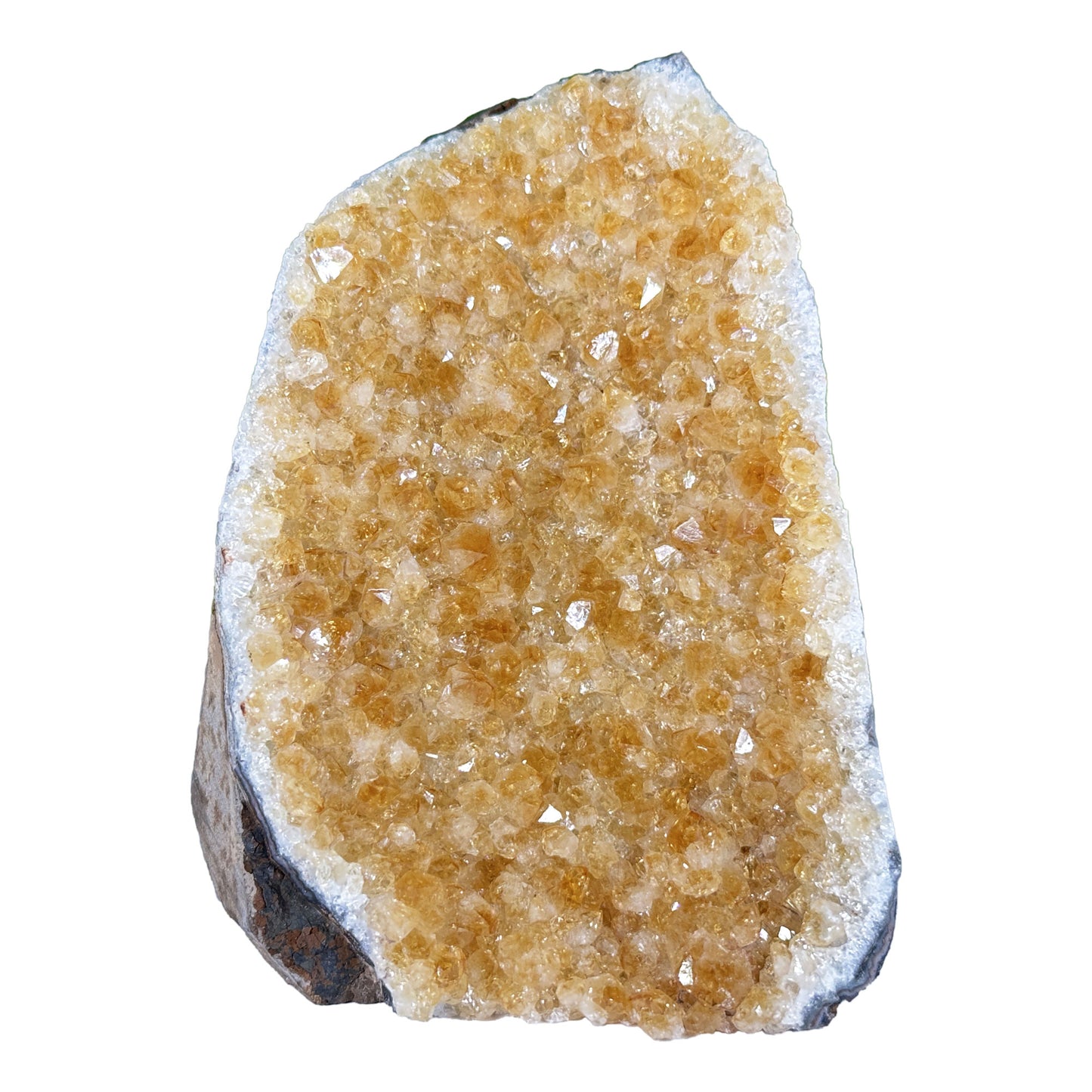 Natural Citrine Geode 4" Crystal Cluster Druzy Display Specimen