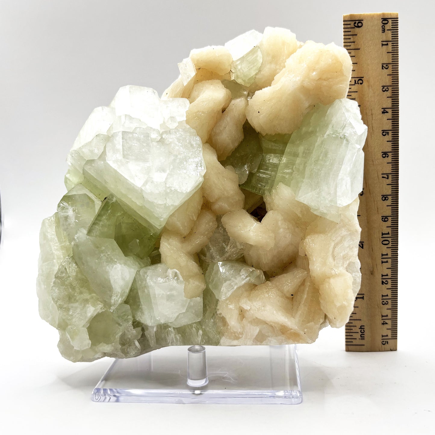 Natural Stilbite & Green Apophyllite Mineral Specimen Beautiful Crystal Cluster for Healing, Meditation, Energy Work, Collectors & Home Decor Display - RMI819