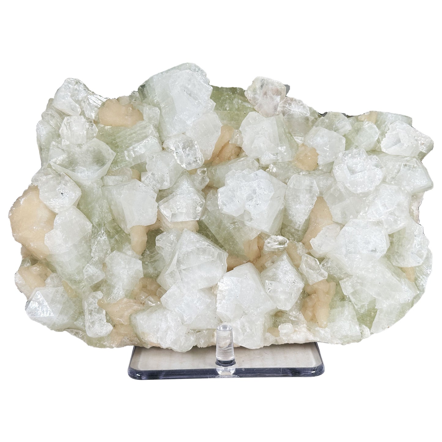 Natural Green Apophyllite with Stilbite Crystal Cluster from India Mineral Display Specimen for Collectors