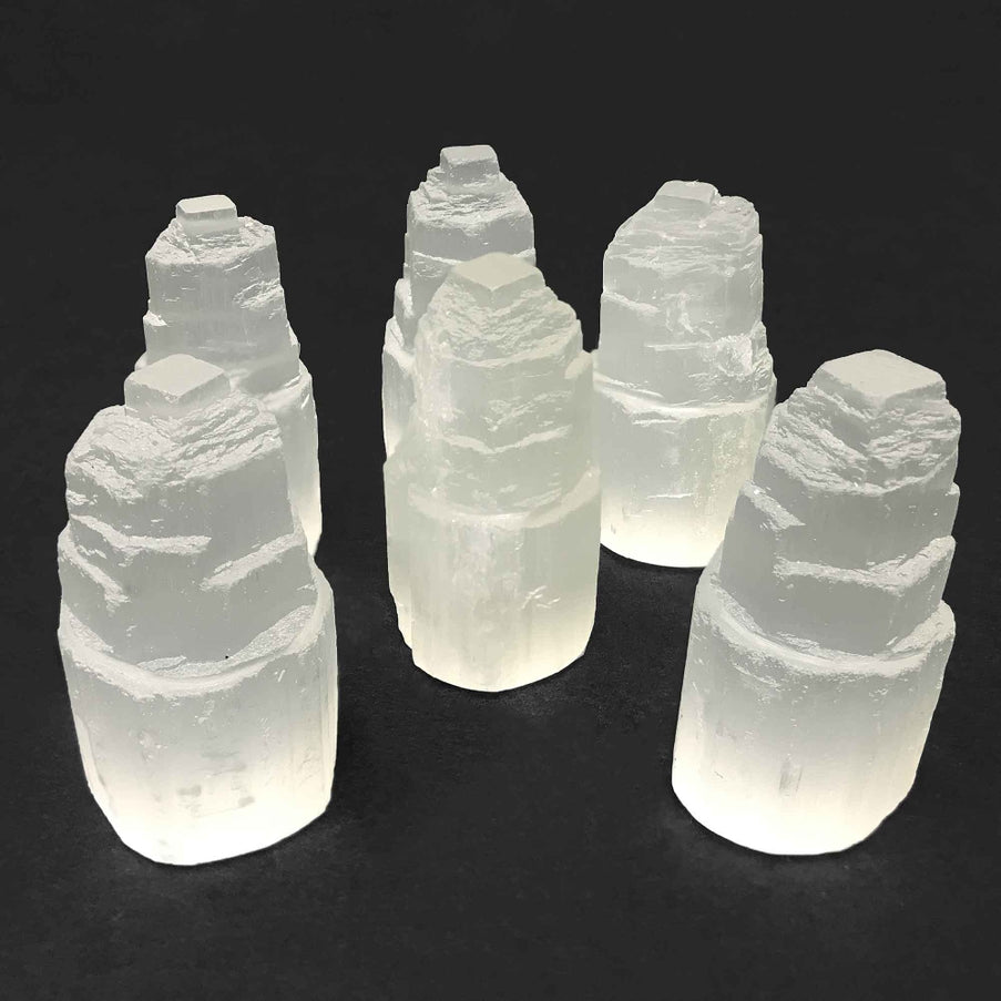 Self-Standing Selenite Crystal Pagoda Tower – Natural Healing Stone for Energy Cleansing, Meditation, Alignment – Spiritual Home Décor & Protection Crystal - 12-0156
