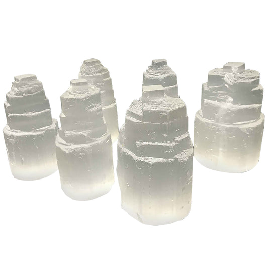 Self-Standing Selenite Crystal Pagoda Tower – Natural Healing Stone for Energy Cleansing, Meditation, Alignment – Spiritual Home Décor & Protection Crystal - 12-0156