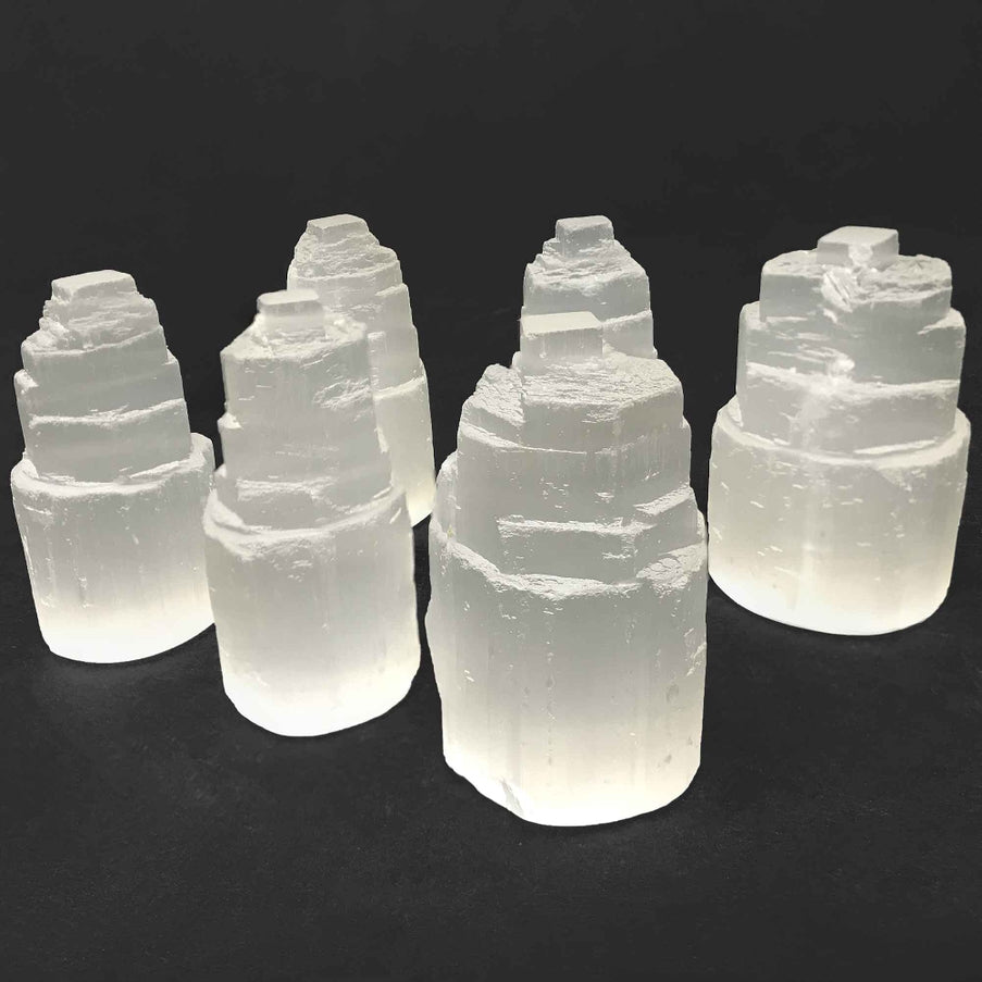Self-Standing Selenite Crystal Pagoda Tower – Natural Healing Stone for Energy Cleansing, Meditation, Alignment – Spiritual Home Décor & Protection Crystal - 12-0156